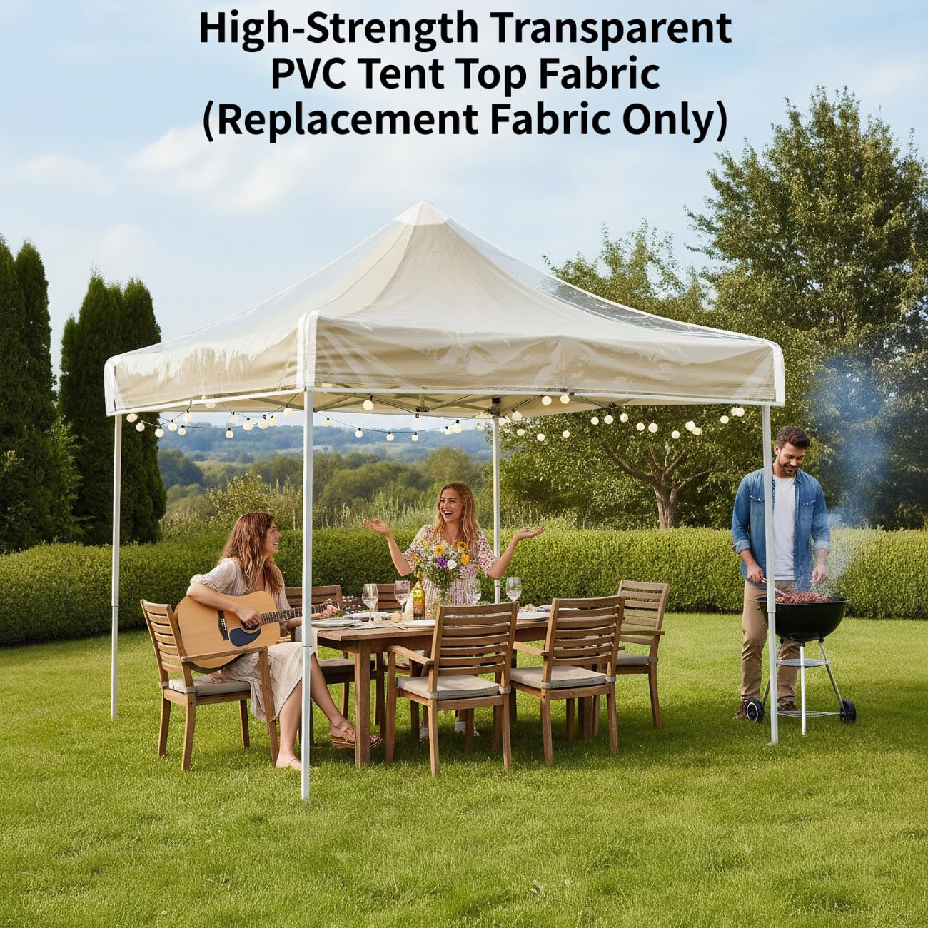 OKYUK Cubierta de repuesto transparente para cenador (PVC transparente, 3 x 3 m)