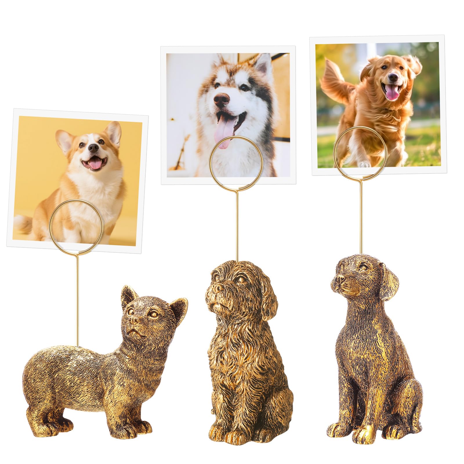 Photo 1 of ***DAMAGED - SEE NOTES/PICTURES***
BrightRow 3 Pcs Resin Animal Photo Clip Holder Pet Shape Picture Frame Father's Day Gift Pet Photo Display with Distressed Finish Place Memo Card Stand Pets Picture Clip Holder for Desk Decor (Dog)