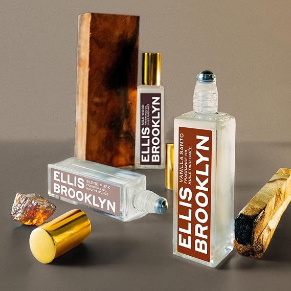Ellis Brooklyn VANILLA SANTO Perfume Oil Roll-On for Women, 15ml | Sensual Vanilla, Woody & Smoky Scent with Palo Santo, Cedarwood & Myrrh, Travel-Friendly Rollerball