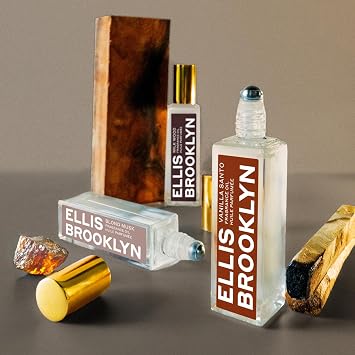 Ellis Brooklyn VANILLA SANTO Perfume Oil Roll-On for Women, 15ml | Sensual Vanilla, Woody & Smoky Scent with Palo Santo, Cedarwood & Myrrh, Travel-Friendly Rollerball