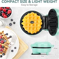 SNAILAR Mini Gofrisütő Belgás Gofri Készítő Zöld 550W Kompakt Családi 7