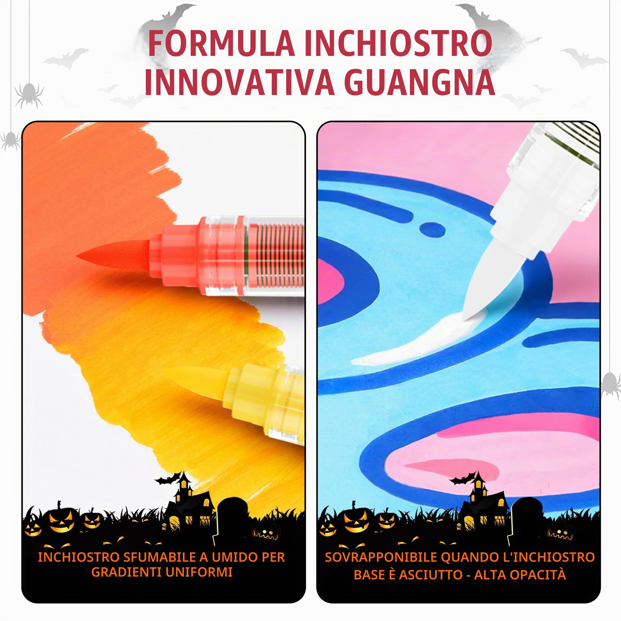 Guangna - 168 pennarelli per pittura acrilica, punta a pennello, inchiostro impermeabile ad asciugatura rapida, per pittura su roccia, plastica, legno, vetro, metallo, ceramica, forniture artistiche