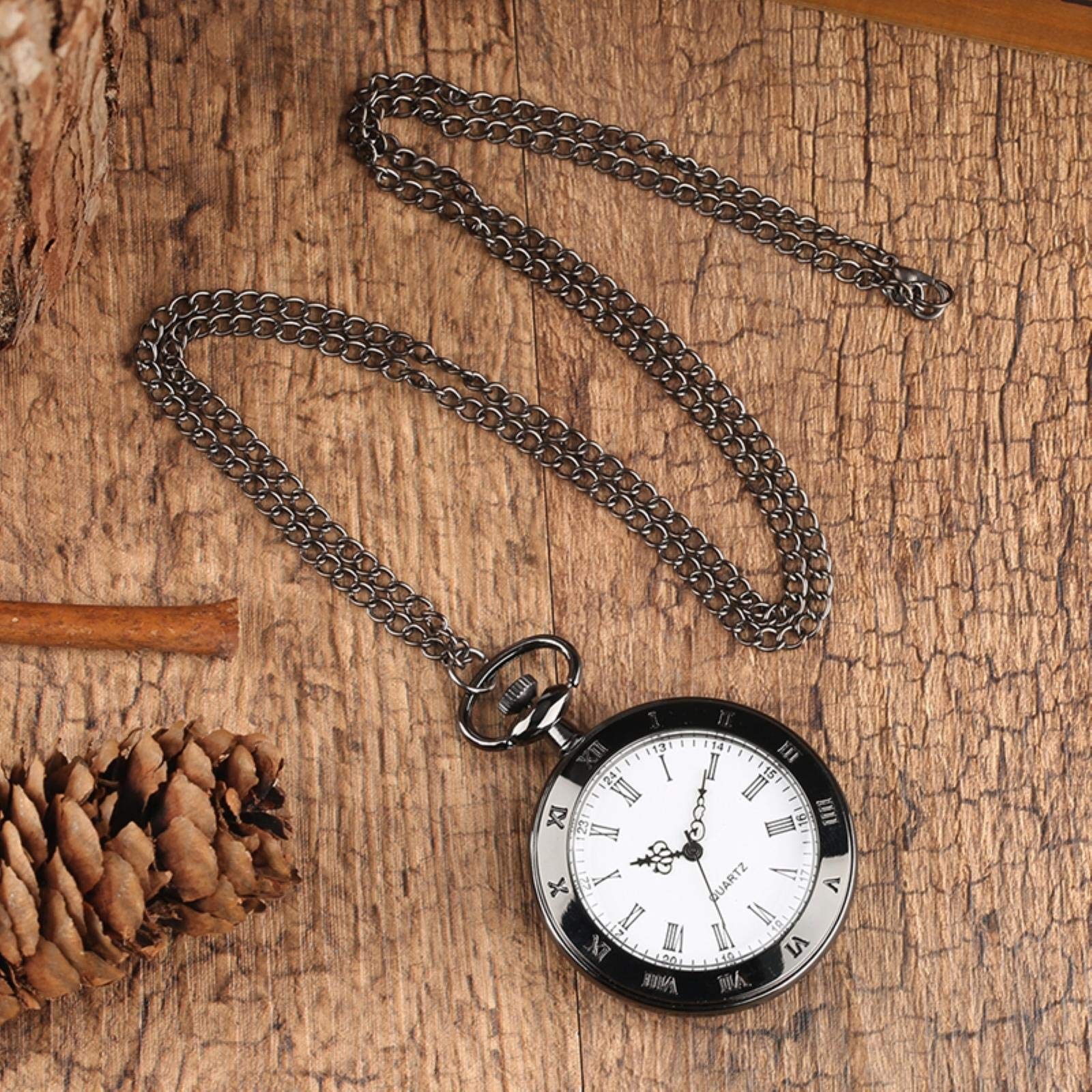 thumbnail: SIBOSUN Vintage Zakhorloge Met Ketting - Mechanisch Dubbele Jager Holle Skelet - Goud Antiek Met Geschenkdoos