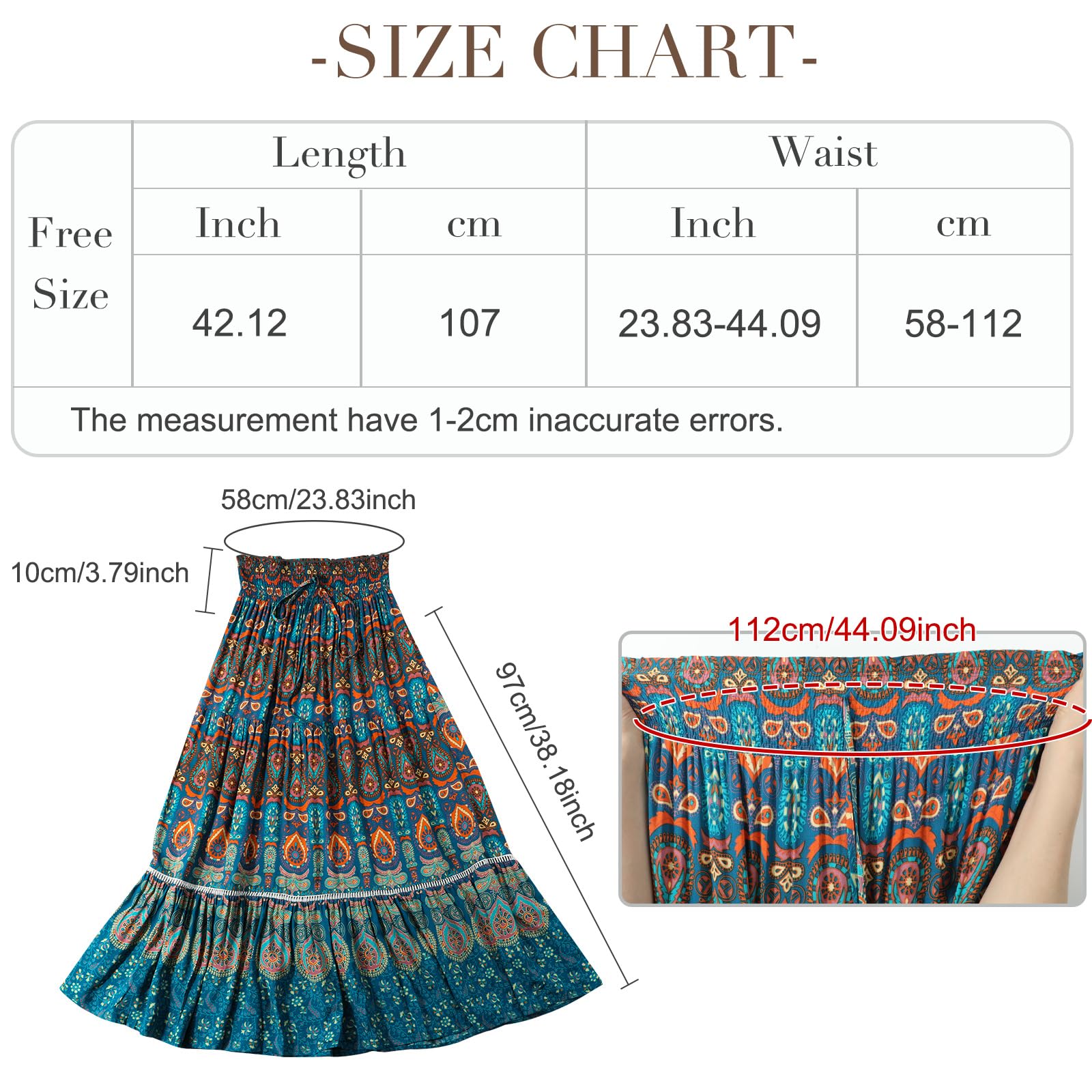 Genfien Damskie spódnice elastyczne spódnice maxi z wysokim stanem dla kobiet 2 w 1 vintage spódnica maxi letnie długie sukienki elegancka spódnica plażowa o linii A