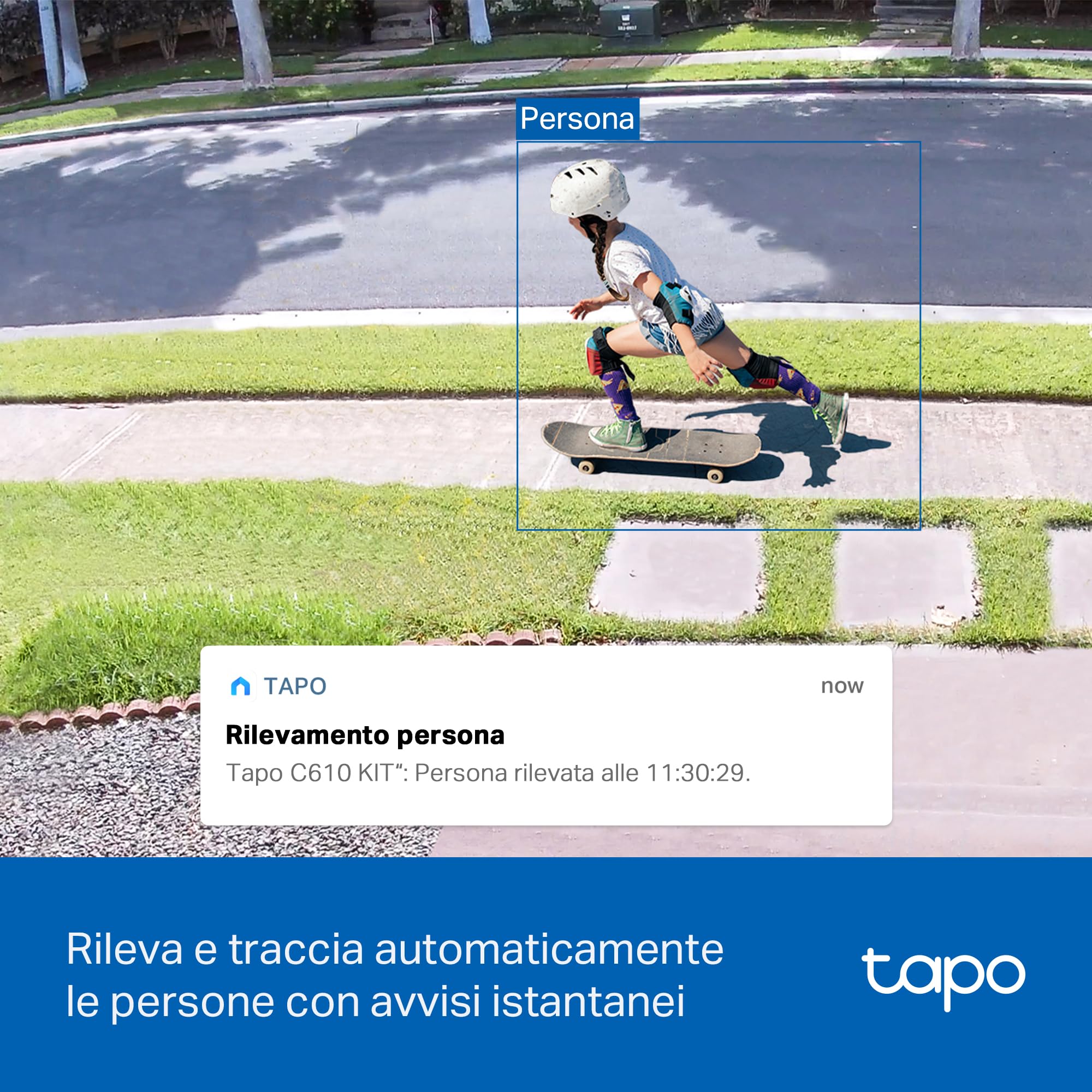 Tapo C610 KIT 2K 3MP Telecamera Wifi Esterno Senza Fili Pannello Solare 360° PTZ Videocamera Sorveglianza Batteria 6700mAh Rilevamento Umano Visione Notturna Colori Tracciamento AI IP65