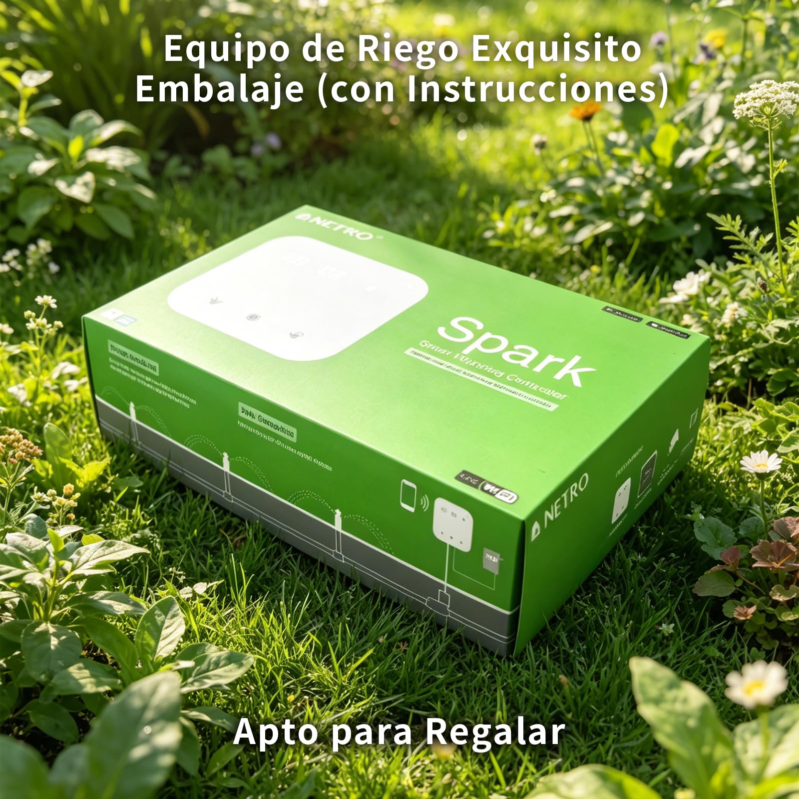 Netro Spark 16Zone Botones Touch Programador Riego WiFi Para Césped Con App | Serv Meteorol, Datos de Plantas,‌ Programa de Riego, Salto Lluvia, Riego Automático con Sensor Netro, Historial‌,Uso Interior