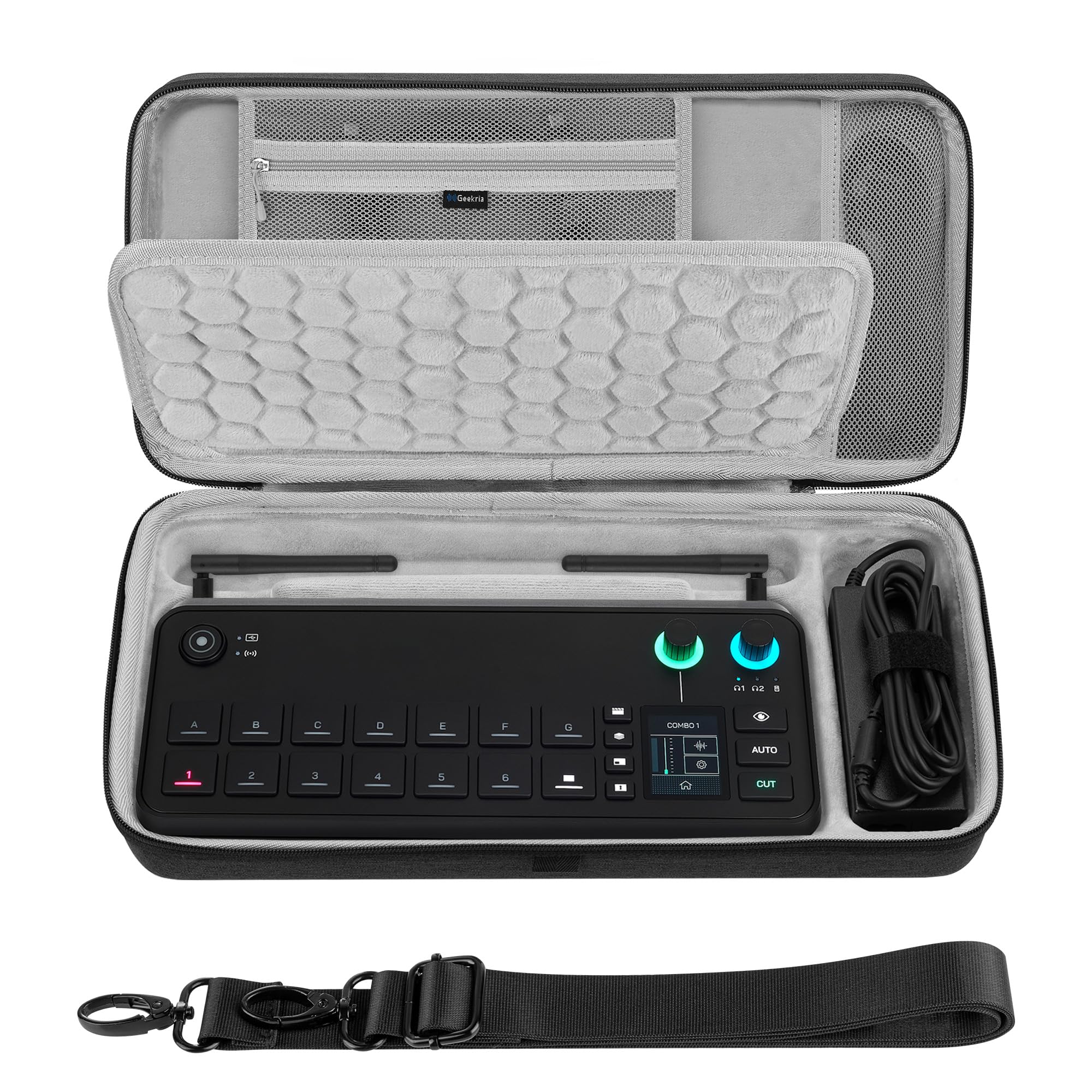 Custodia da trasporto per interfaccia audio Geekria, compatibile con RØDE RØDECaster Video, borsa da viaggio portatile con guscio rigido EVA (grigio scuro)