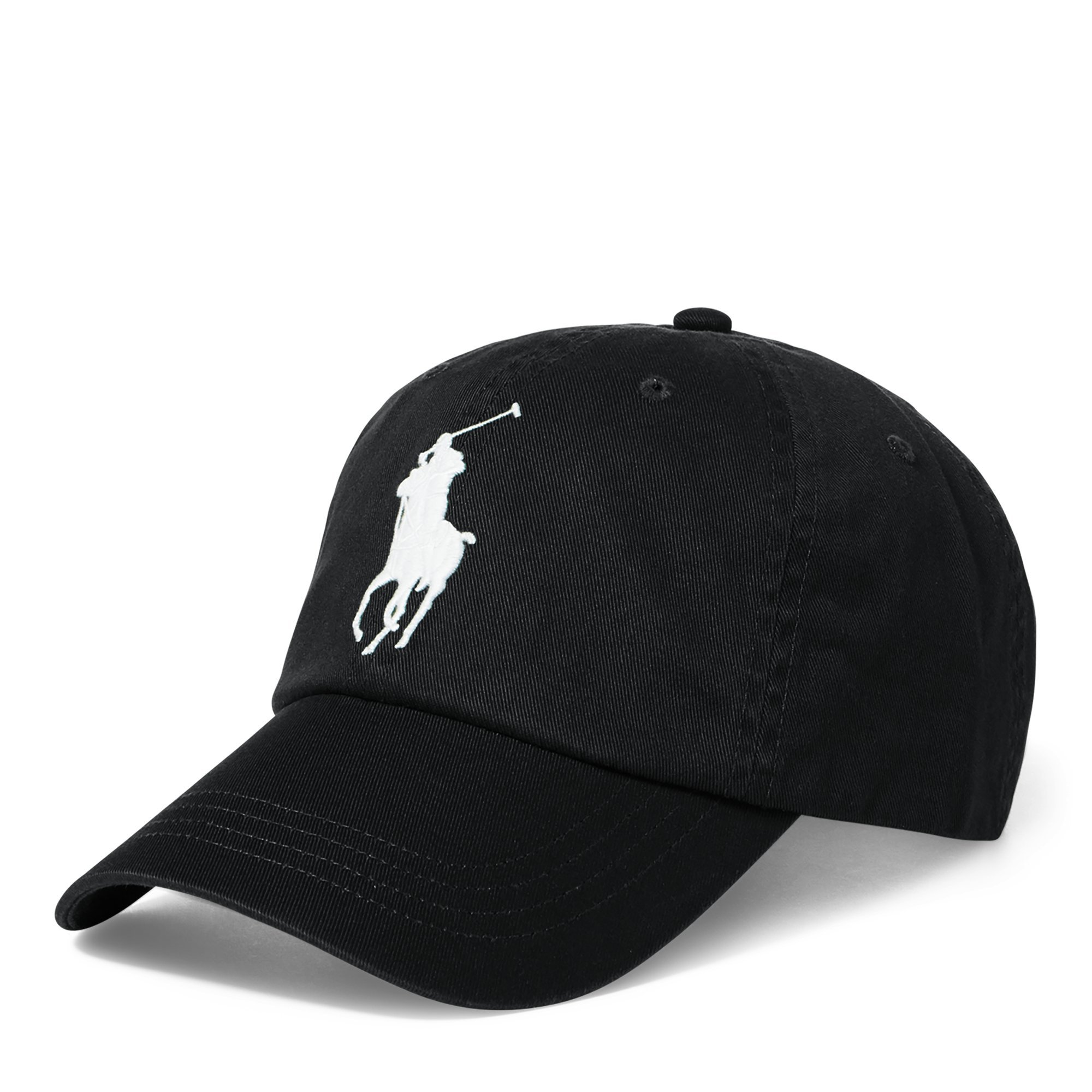 Men Big Pony Logo Hat Cap (One size, Black/White)