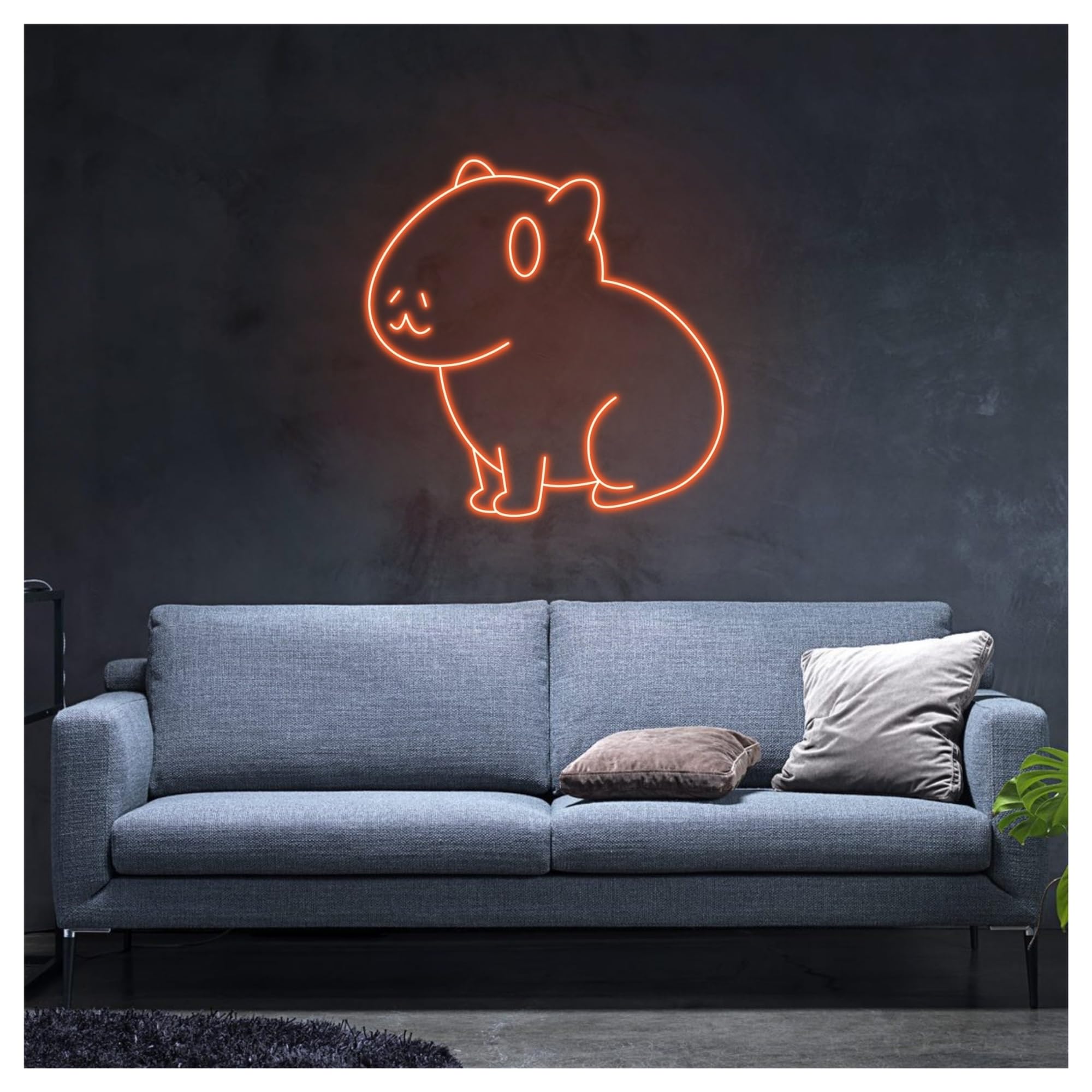RONGCH Hanging Art Neon Signs Capybara Animal Neon Sign, Suitable for Bedroom Home Wall Decor with Dimmable 35cm(B)