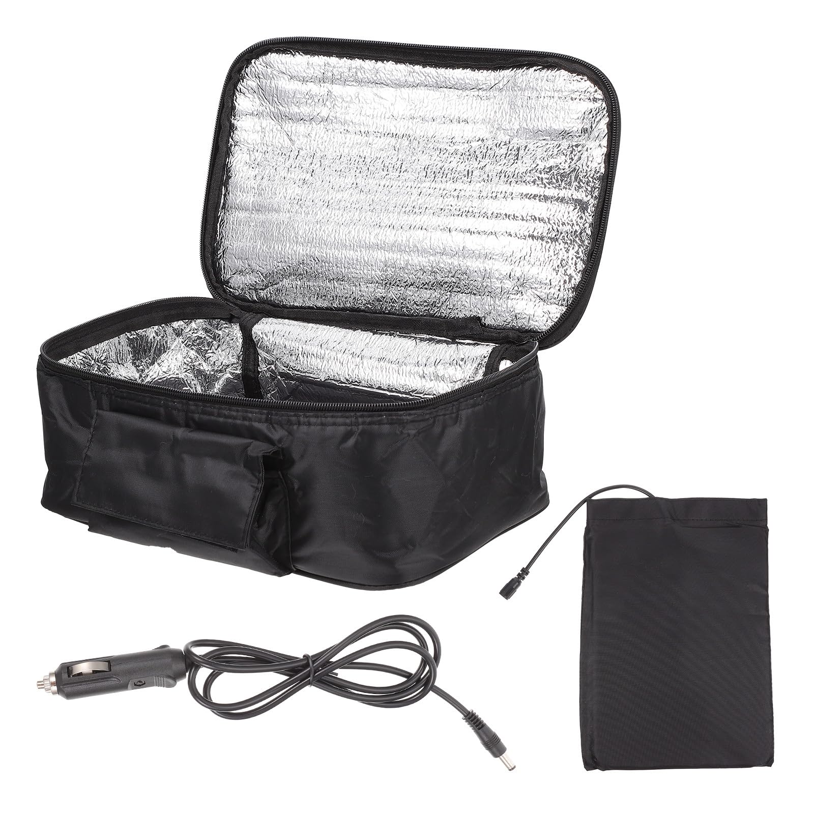 Bolsa de Almuerzo Portátil para Coche 12v Aislamiento Térmico de Cobre, Color Negro, para Mantener Alimentos Calientes en Picnic y Escuela