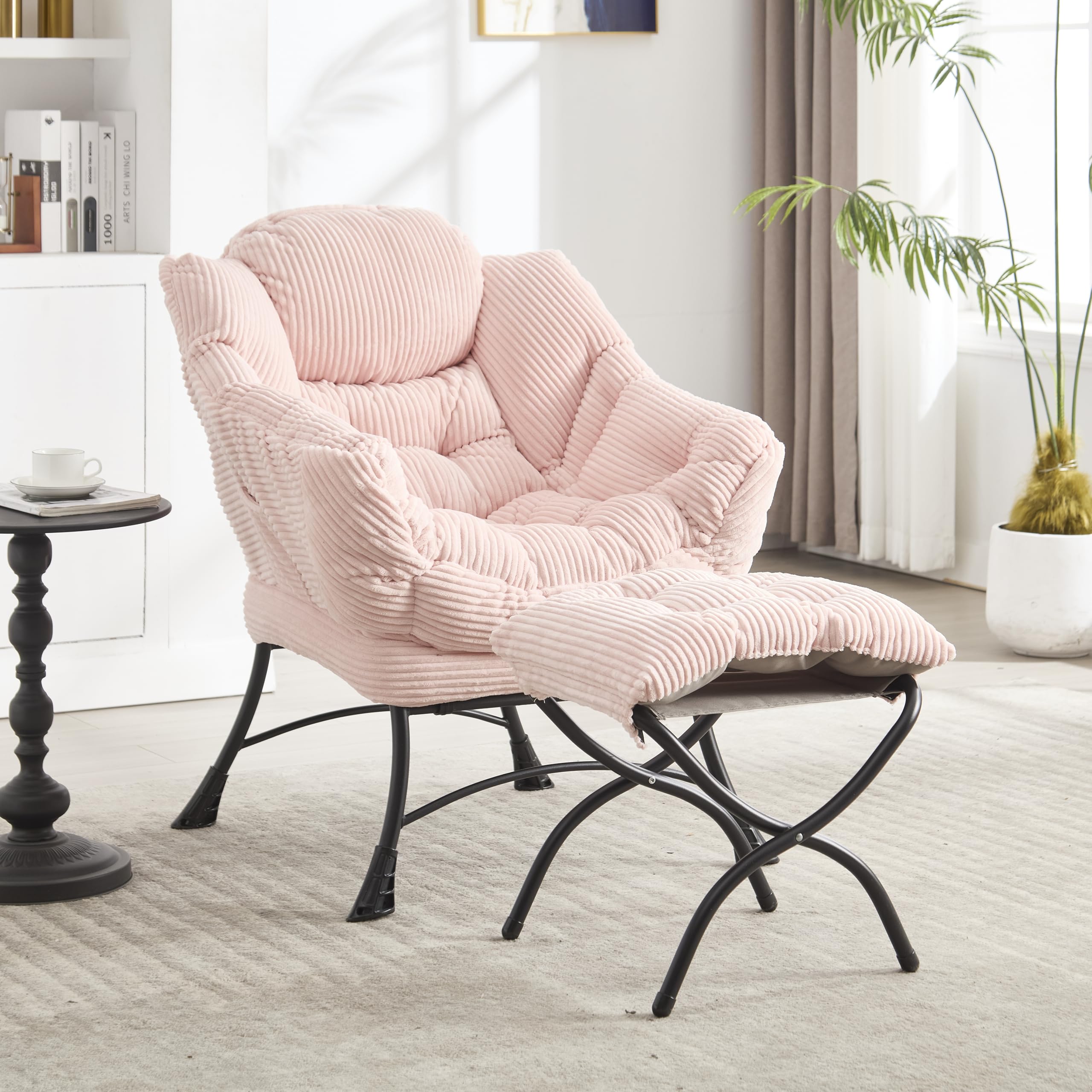 Amazon.com: VeroFree Modern Pink Lounge Chair with Ottoman & Side