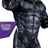 Vista 4 de Marvel Black Panther - Disfraz oficial de Halloween para jóvenes, overol acolchado de alta calidad con máscara de plástico