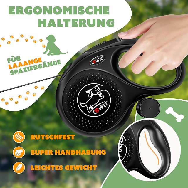 Foto 3 de 8 de LOVPET® Correa para perros de 3 m, para perros pequeños y grandes, 15 kg, mango ergonómico y antideslizante