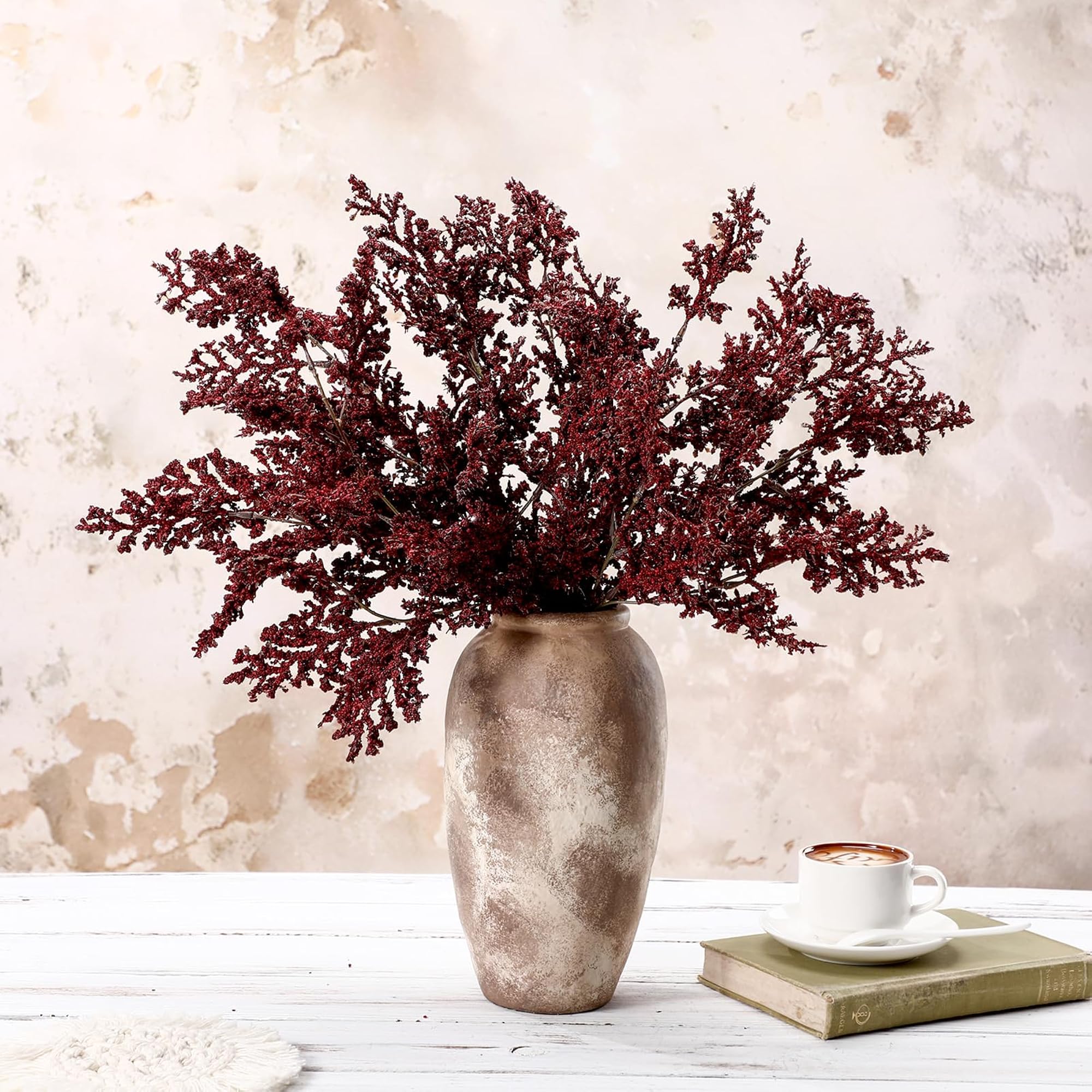 4 Pcs Fall Berry Stems, Dark Purple Sedum Branch Decor
