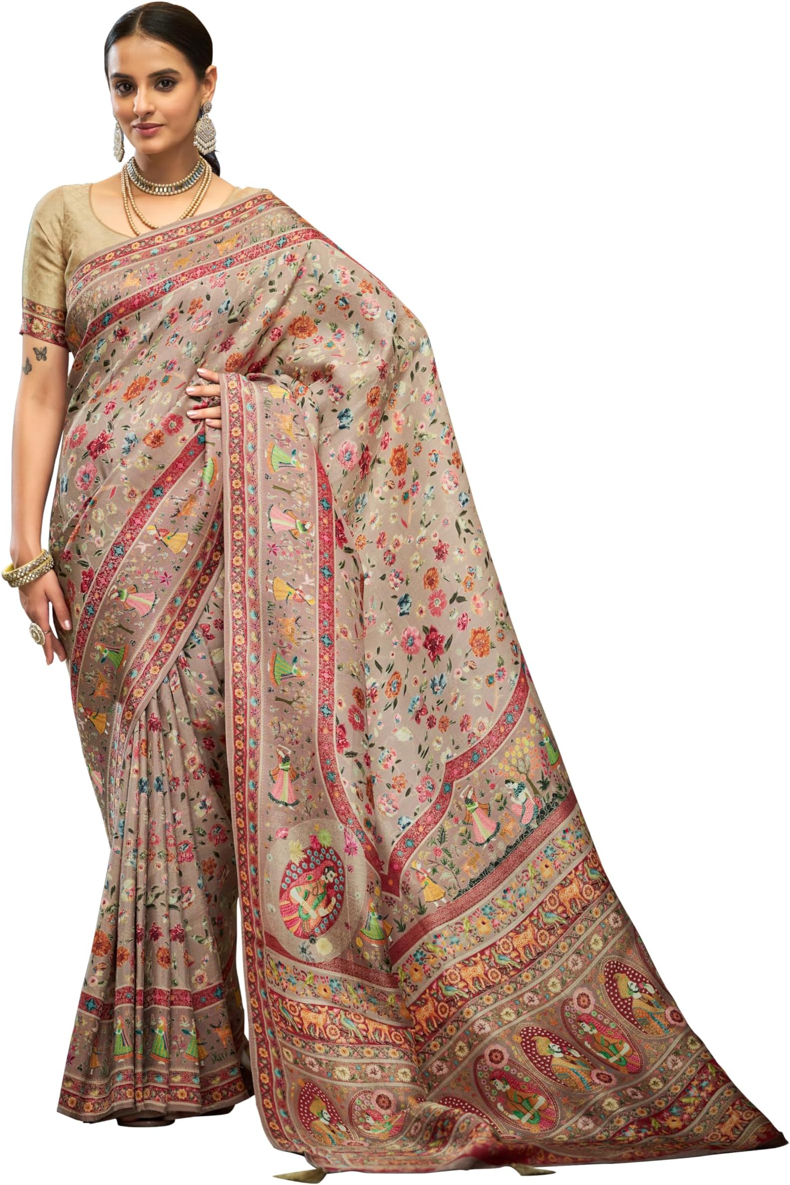 SWORNOF Womens Kanjivaram Banarasi Silk Saree Kanchipuram Patola saree