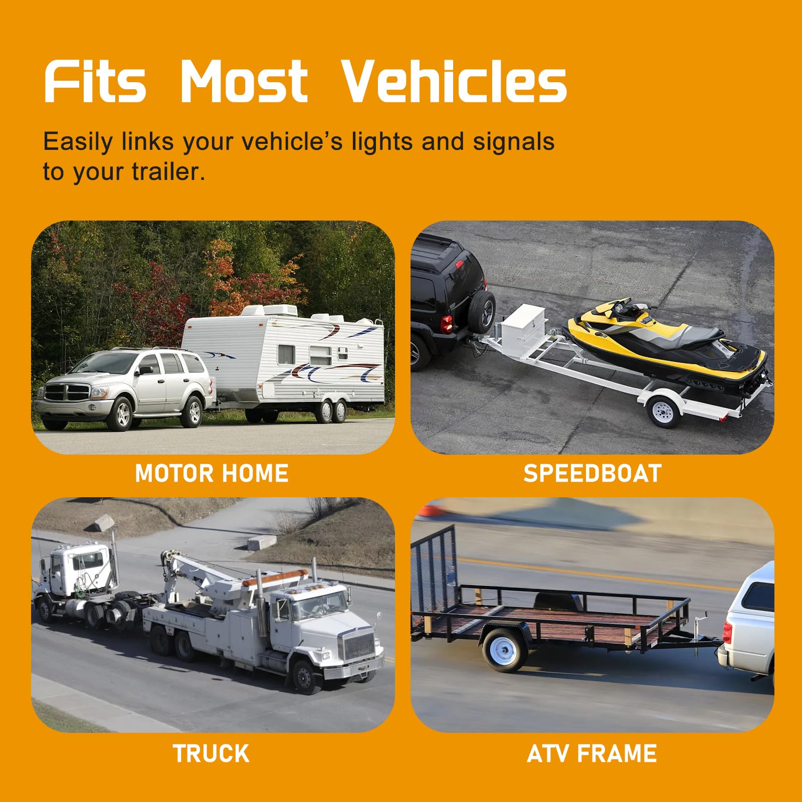 Trailer Wiring Harness, 4 Wire Trailer Wire for Universal Fit, Waterproof, Durable and Easy to Install, 19-Inch