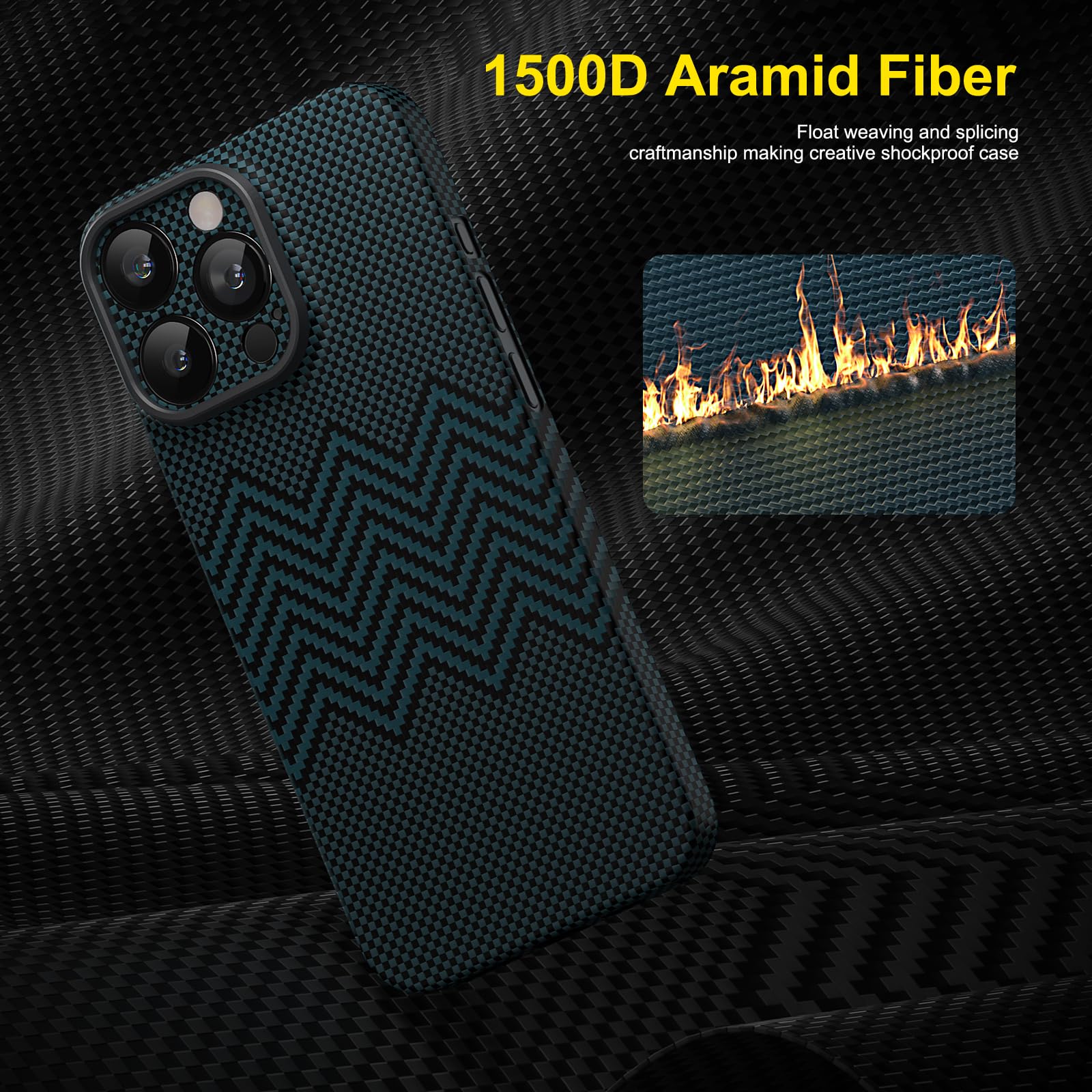 memumi for iPhone 16 Pro Max Carbon Fiber Case with Wavy Texture - Image 2