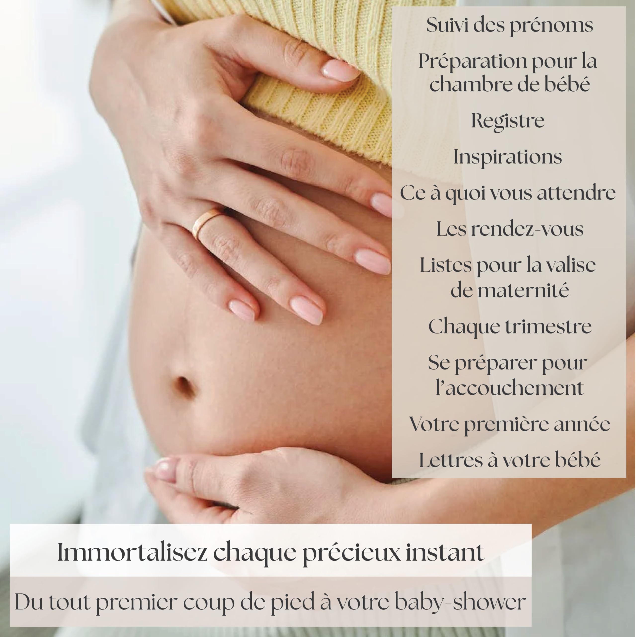 Journal de Grossesse de Luxe pour Futures Mamans - Carnet avec Calendrier, Scrapbook, Check-list, Organisateur et Livre de Naissance (Doré)