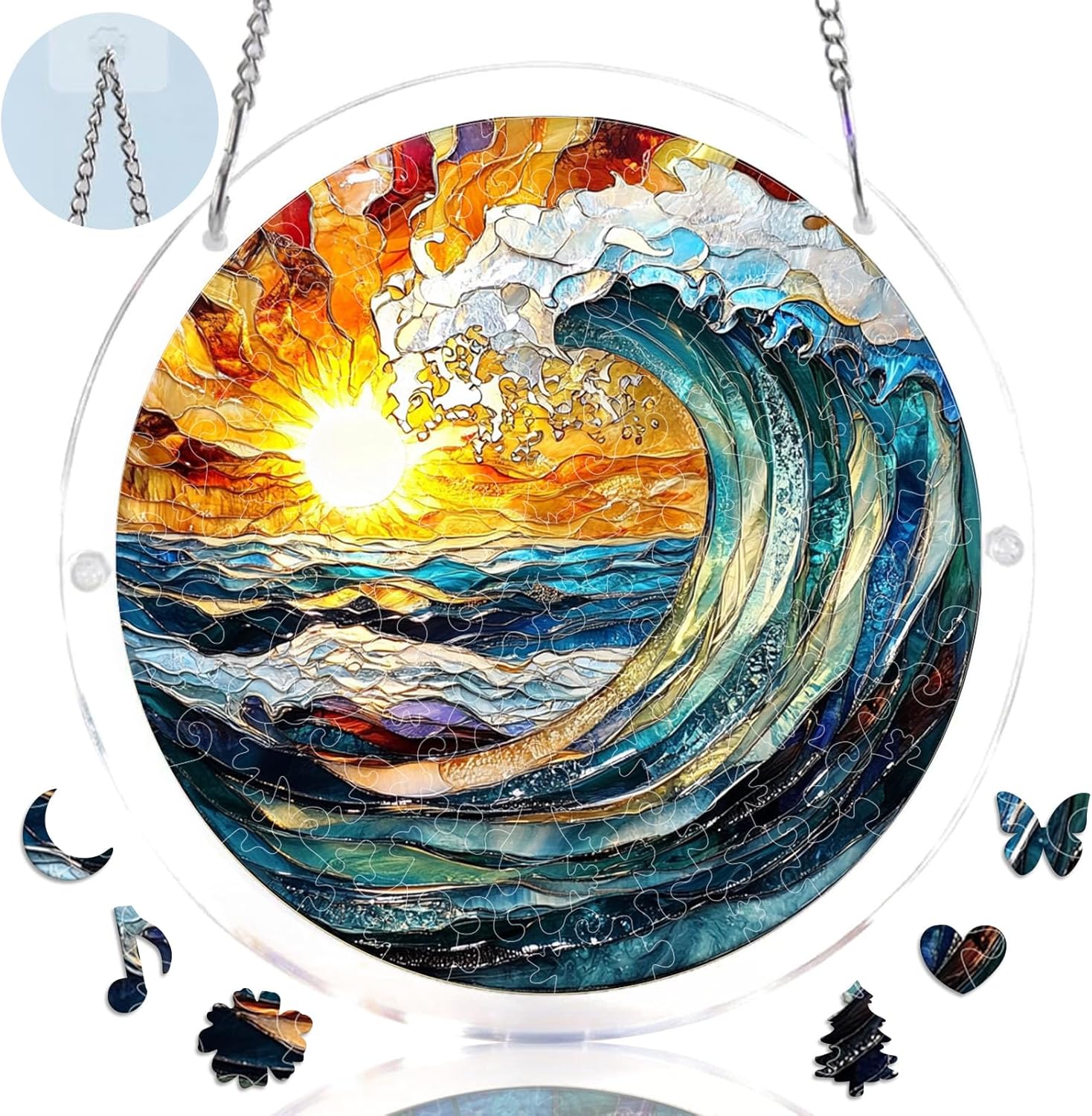 WOODBESTS Acrylic Jigsaw Puzzle Suncatcher 83 Pieces- Tree, DIY Acrylic Puzzle Sun Catcher, Window&Garden Decor, Unique Gifts for Mom, Women,Wife, Sisters, Aunt, Besties 8.9in
