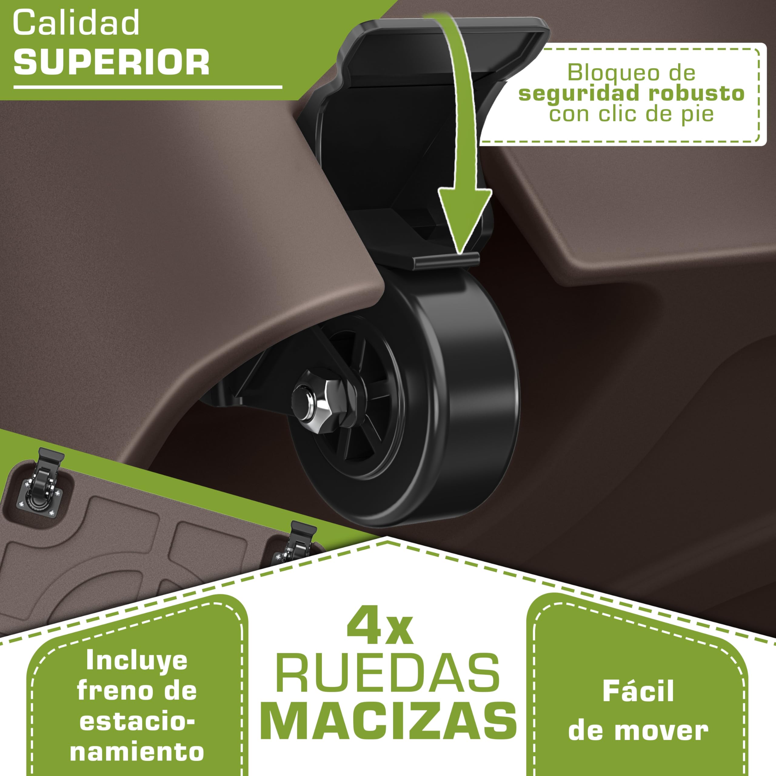 tillvex® Base de sombrilla GRAVIA con Ruedas y Frenos | Soporte de lastre rellenable 37L / 56kg | Pie para Parasol y sombrilla de Mercado Ø 1,8-3,7m | Resistente a la Intemperie y UV (Marrón) — view 4
