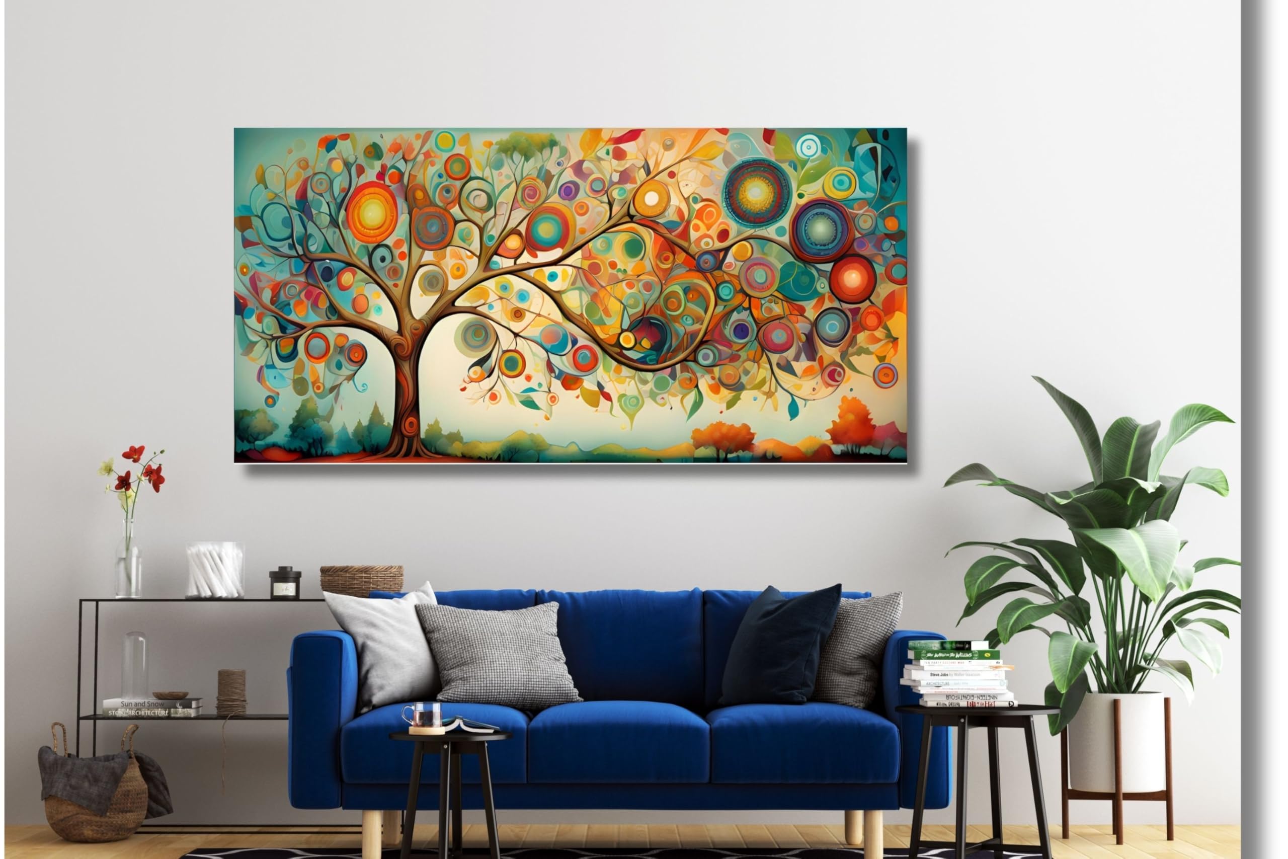 Tableau abstrait Arbre de Vie prêt à accrocher pour décorer un salon vide - 7