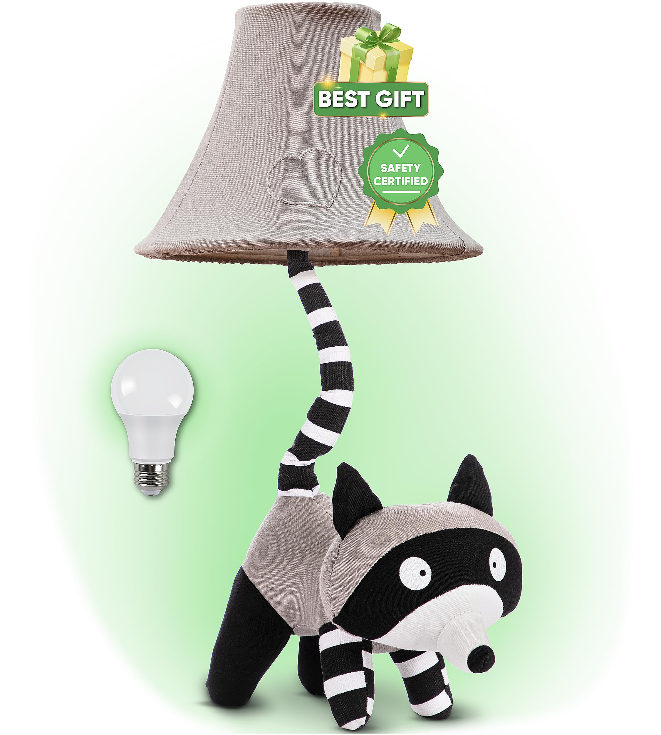 Table Lamp for Kids Bedroom - Gift for All Ages, Cute Animal Lamp Toddler Boys Girls, Raccoon Room Decor Boys, Birthday Gifts Kids, Teens, Brother, Son, Friends, Men, Father, Dad, Mother, Mom