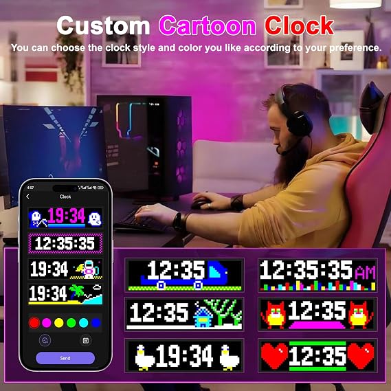 Devil Eyes Light: Devil Eyes LED Display (17 * 7CM) with Bluetooth App, LED Eye Display Programmable Scrolling Light Signs, Neon Sign for Indoor and Outdoor Party
