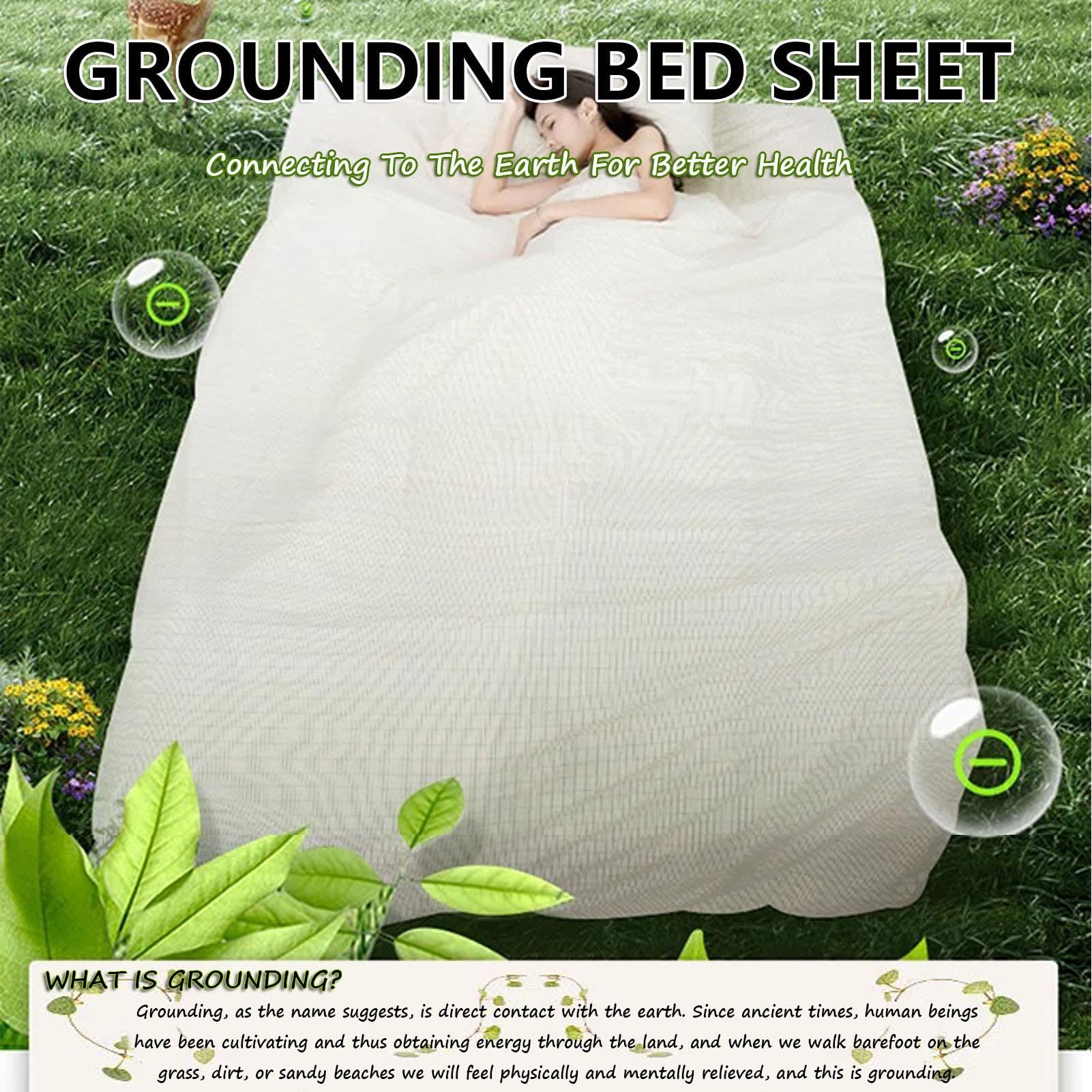 Silver Fiber Conductive Sheet, Grounding Sheets with Grounding Cord, Natural Wellness and Healthy Earth Energy Mat, with 10% Silver Fiber/90% Organic Cotton, for Better Sleep