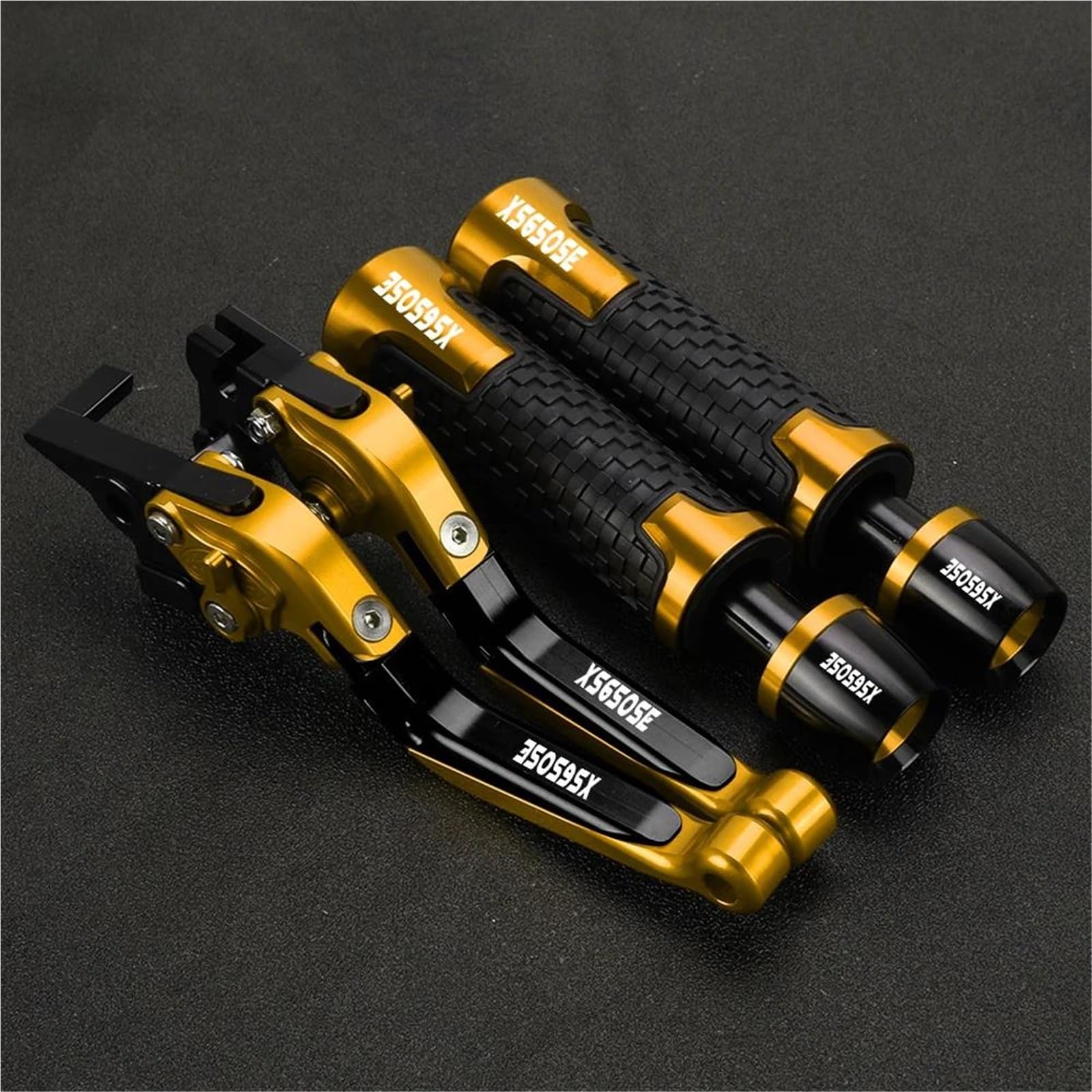 Guidon Moto Pliable Jaune avec Levier Frein Embrayage Réglable