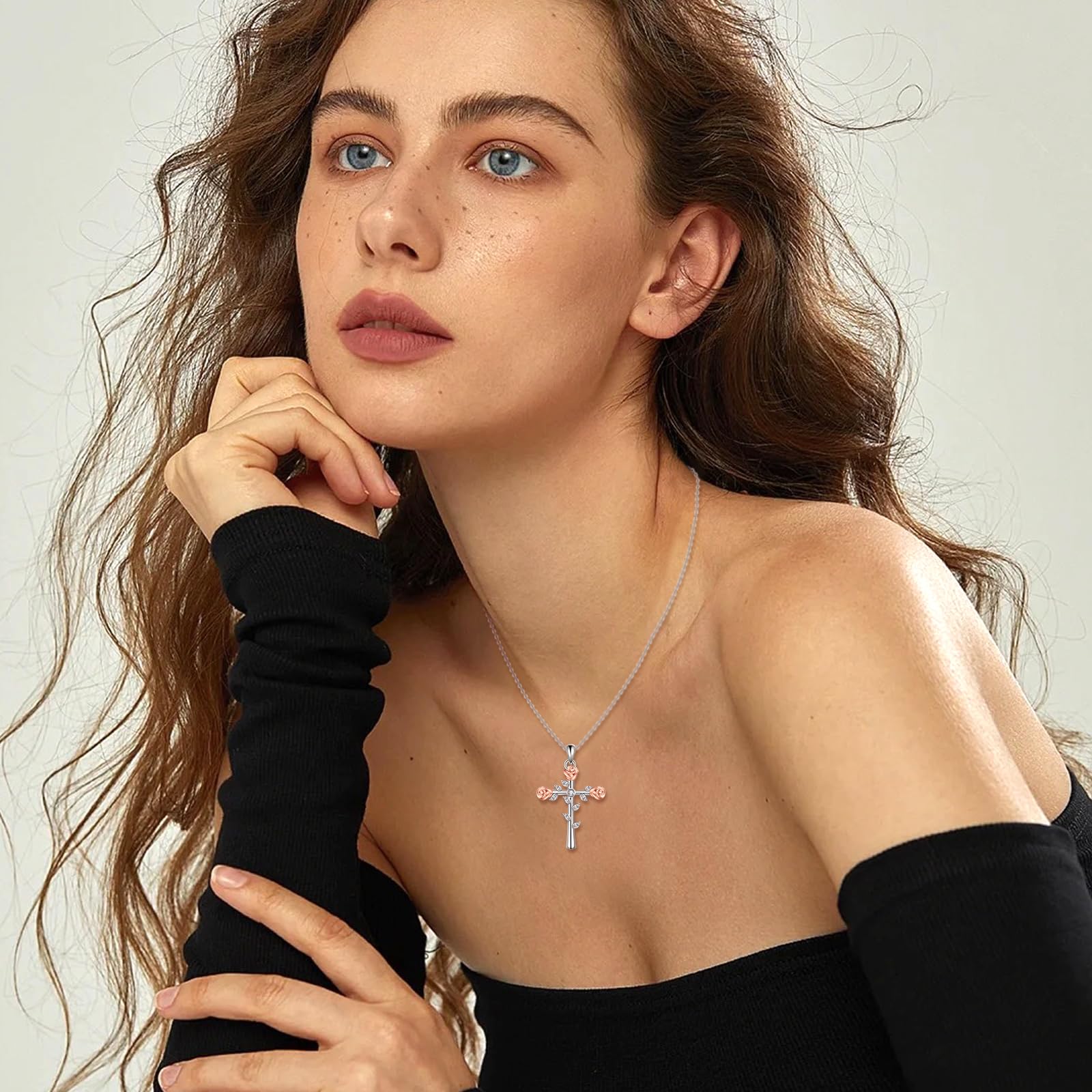 Kreuz Halskette 925 Sterling Silber Glaube Anhänger Religiöser Schmuck Geschenk für Damen Männer