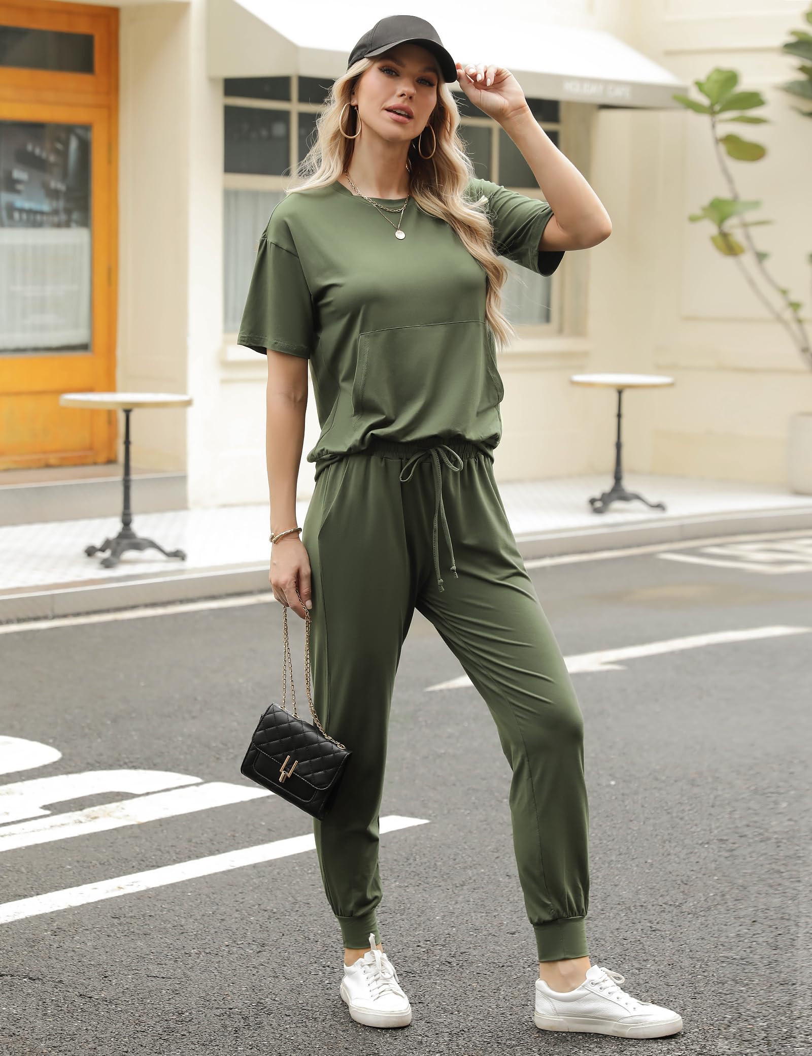 Irevial Sportivo Donna Completo,Completi Sportivi Donna Due Pezzi, Tuta Donna Sportiva Estiva, T-Shirt & Pantaloni Casual, Elegante Tuta Donna Ginnastica per Jogging, Training, Casa, Fitness