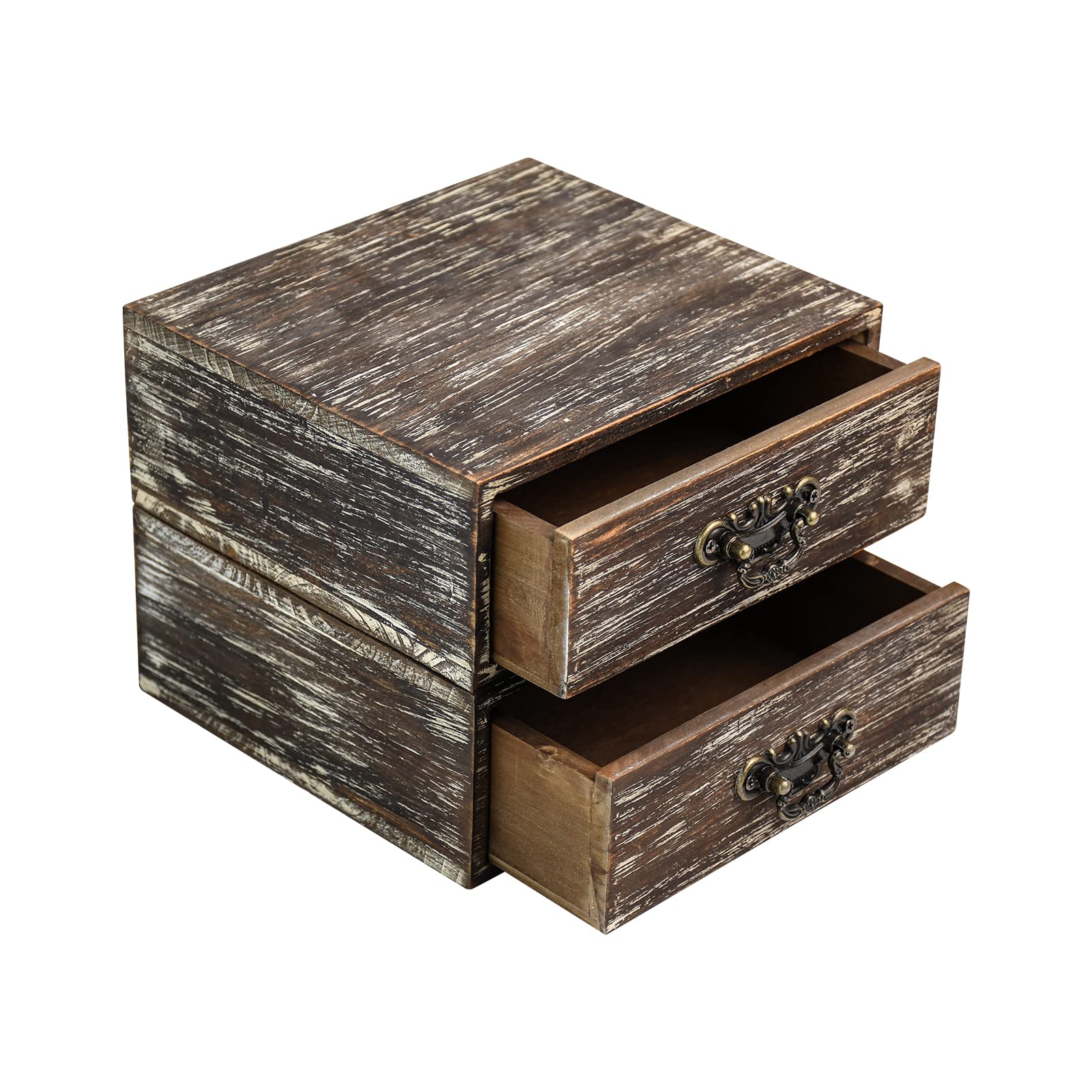 Office Desk Organizer Drawers Dark Brown Vintage 2pcs/set Small Wood Desktop Storage Box Farmhouse Kitchen Countertop Organizer Makeup Storage Box for Workspace Home Toiletries Supplies Vanity — image 1