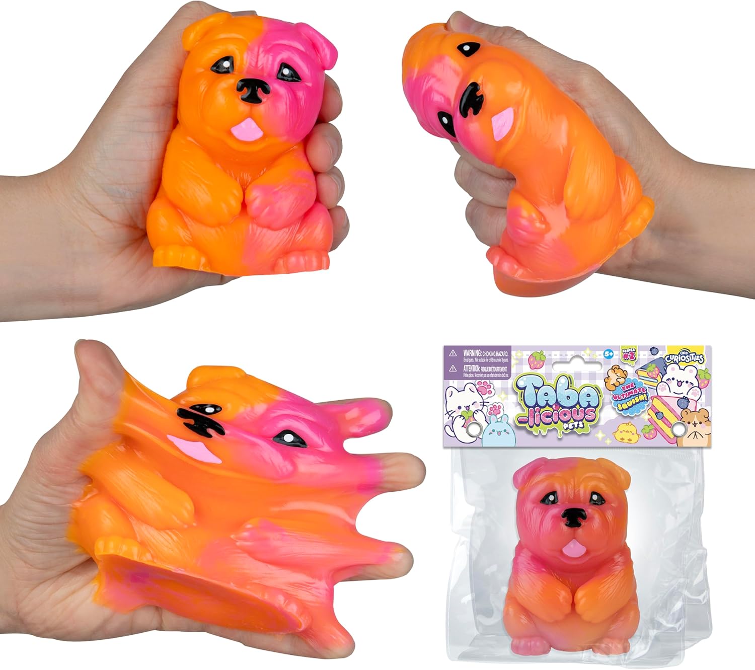 ORB Tabalicious Pets Big TABA Squishy Dog (Shar-Pei) - Cute, Soft, Sticky Dog TABA Squishies Toys - Squish and Squeeze for Play and Stress Relief - Fun Kawaii Sensory, Fidget Toys for Kids and Adults