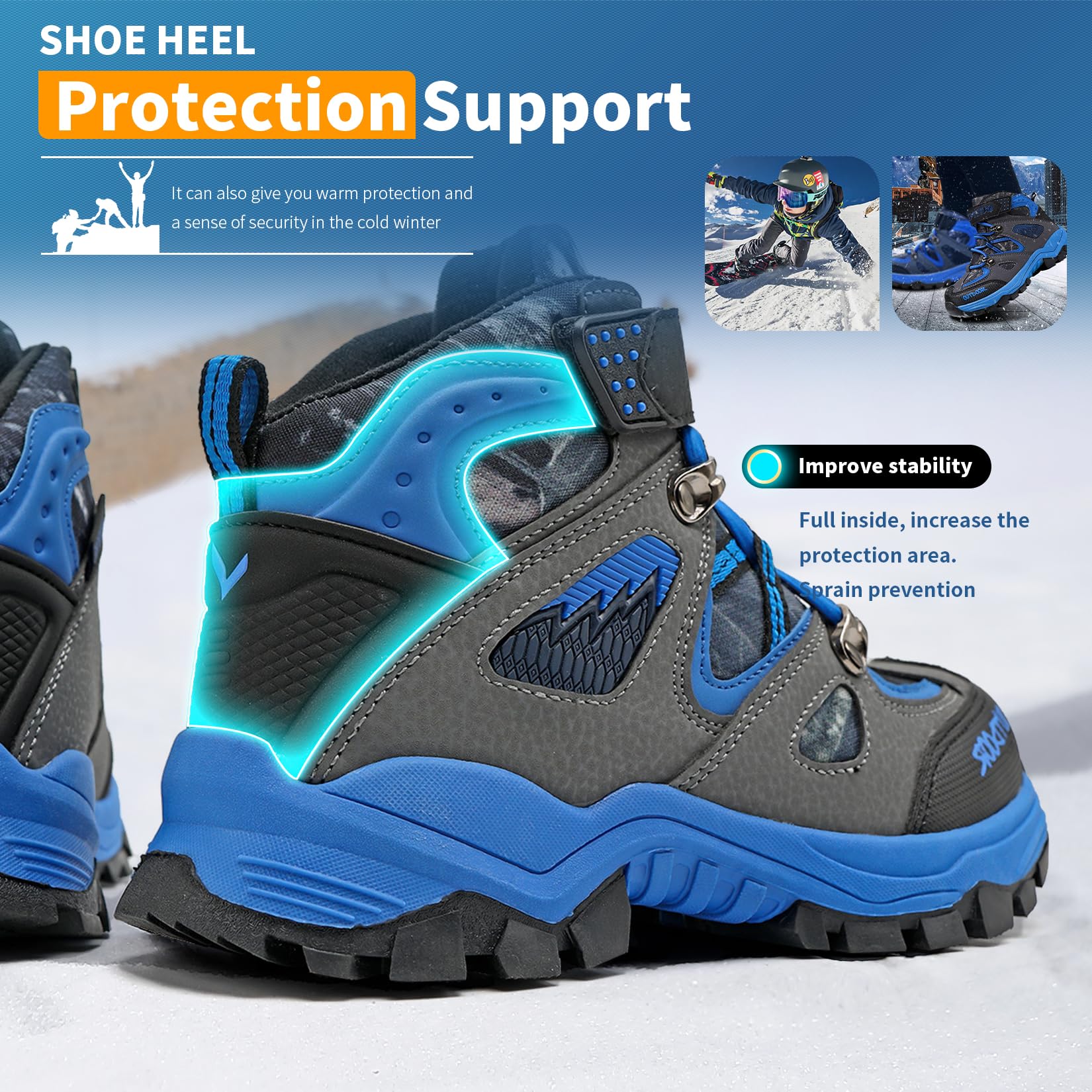 ASHION Chaussures de randonnée garçon Chaussures en Coton pour Enfants Bottes de Neige