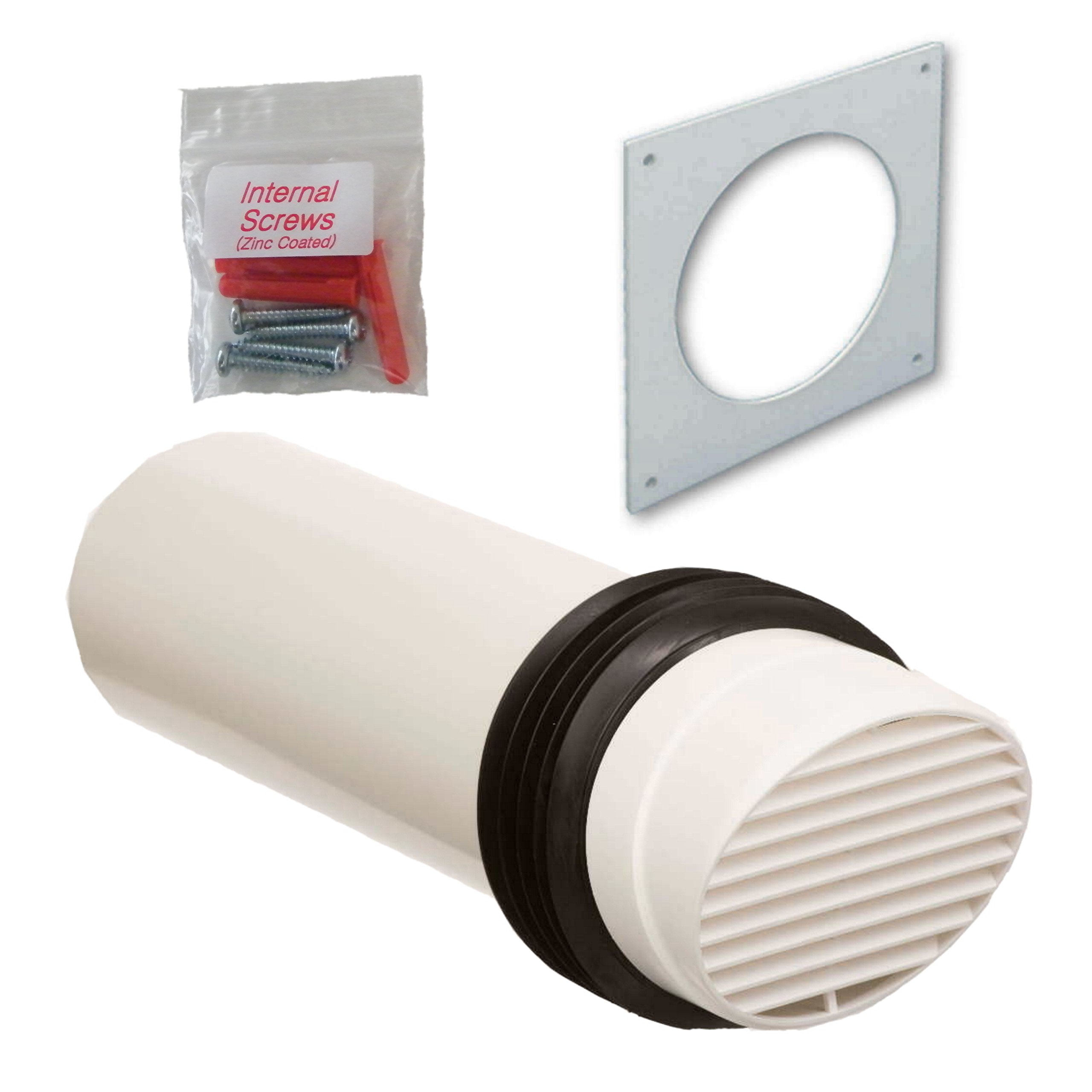 White 4" 100Mm High Rise Ventilator. Grill For Tumble Dryer/ Extractor Fan/ Cooker Hood Etc.