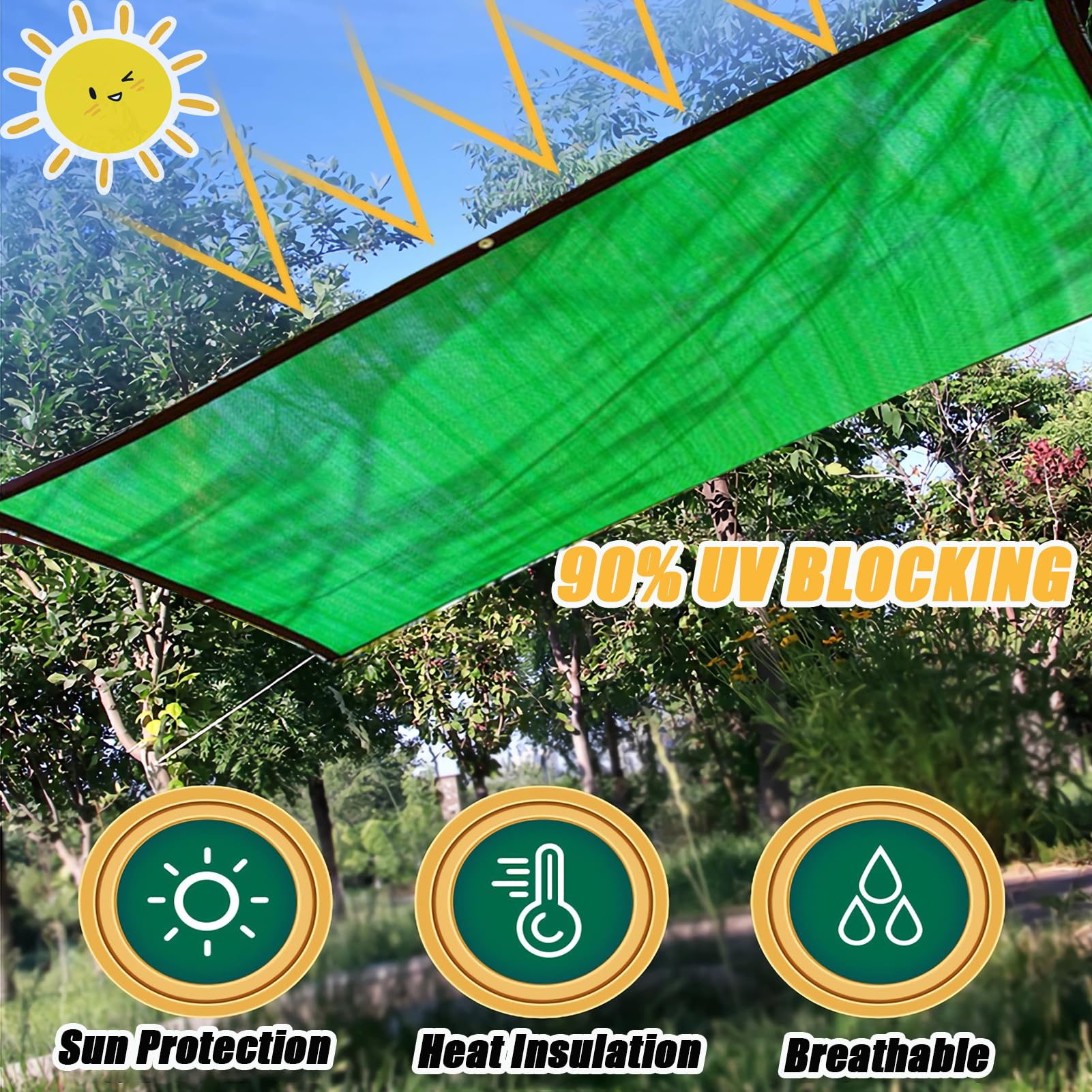 Malla de Sombra Verd Red de Sombra Toldo con Ojales 9x10m Tasa de Sombreado 85-95% Transpirable Impermeable Malla Ocultacion Jardín para Piscinas Exterior Balcón Paño