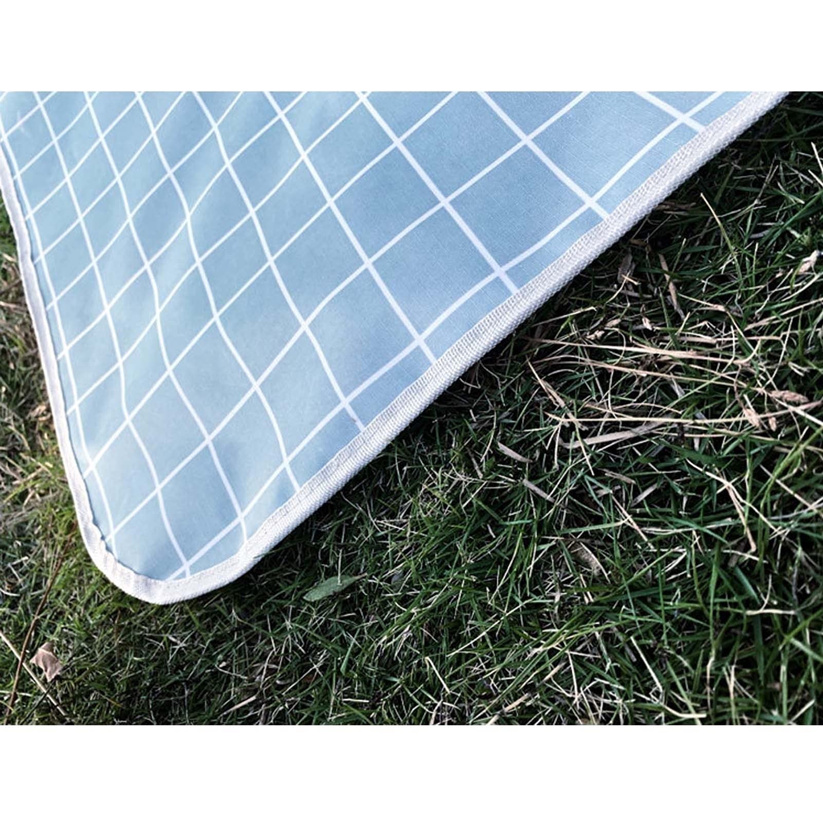 Couverture Pique Niques Imperméable, Portable Tapis Pique Niques, Nappe Picnic Natte de Plage pour Jardin Camping Extérieur (Color : Blue Grid, Size : 150x200cm)