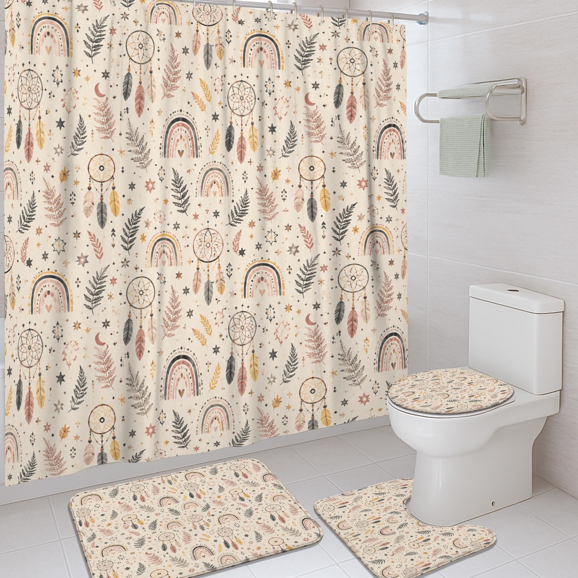 Rideau de douche anti-moisissure étanche 183x183cm attrape-rêves