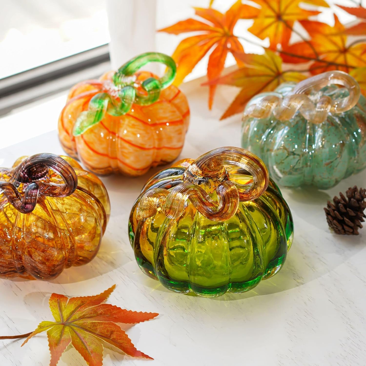 Hand Blown Glass Pumpkin Figurines