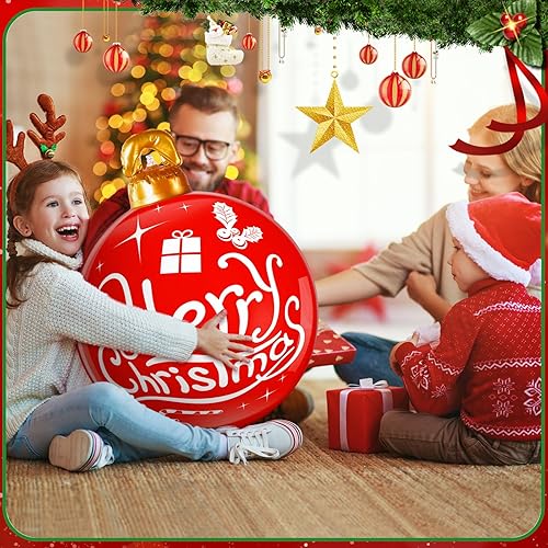 Miniatura 4 de Jetec 6 bolas de Navidad inflables gigantes de 24 pulgadas de PVC, bolas decorativas de Navidad, inflables de Navidad para interiores y exteriores,