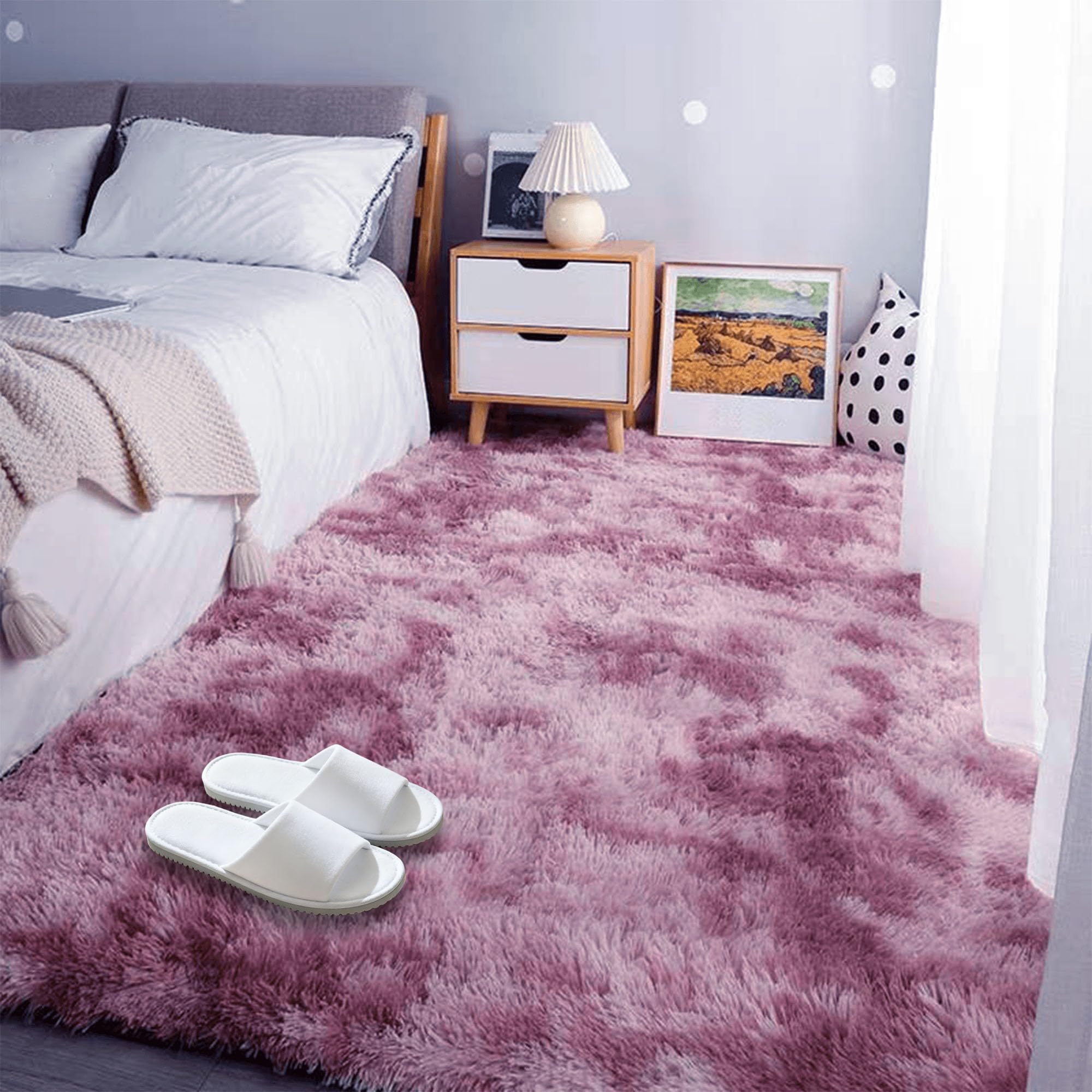 Tapis à poils longs lavable moderne et facile à entretenir
