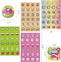 Vista 3 de Calcomanías de rascar y oler, 1152 piezas de frutas y alimentos, pegatinas con olor, 24 aromas diferentes, 48 hojas, 144 diseños, pegatinas