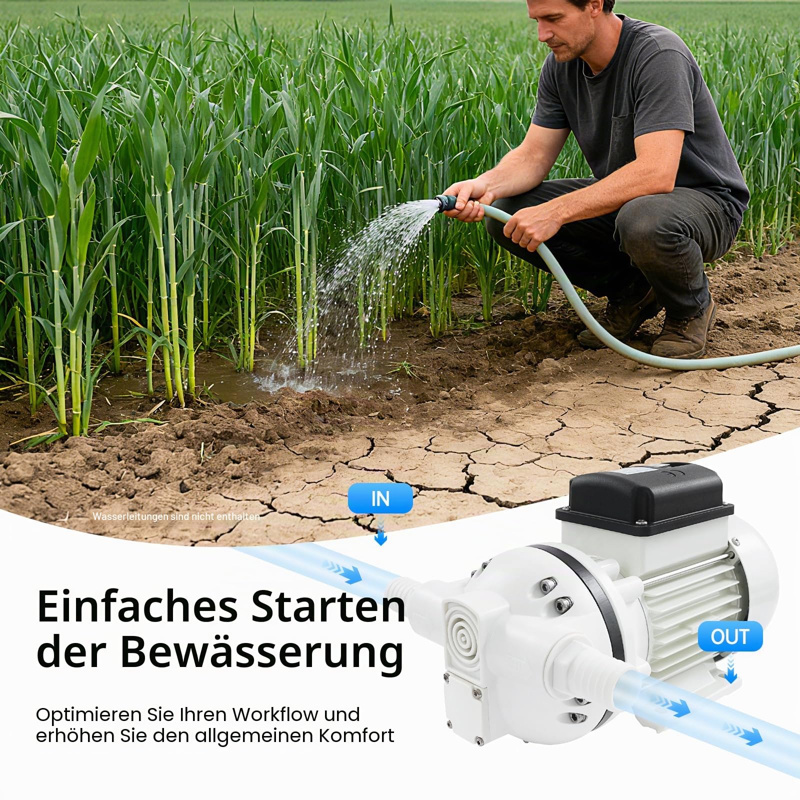 330W Elektrische Membranpumpe 40L/min Hochdurchfluss Korrosionsbeständig | für Industrie Gartenarbeit Autowäsche Usw