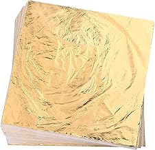 ILantule 100 Imitation Gold Foil Sheets for Art Project, Craft Decoration, Imitation Gold Leaf, Nail Decoration, Art Project, Painting (16 x 16 cm)