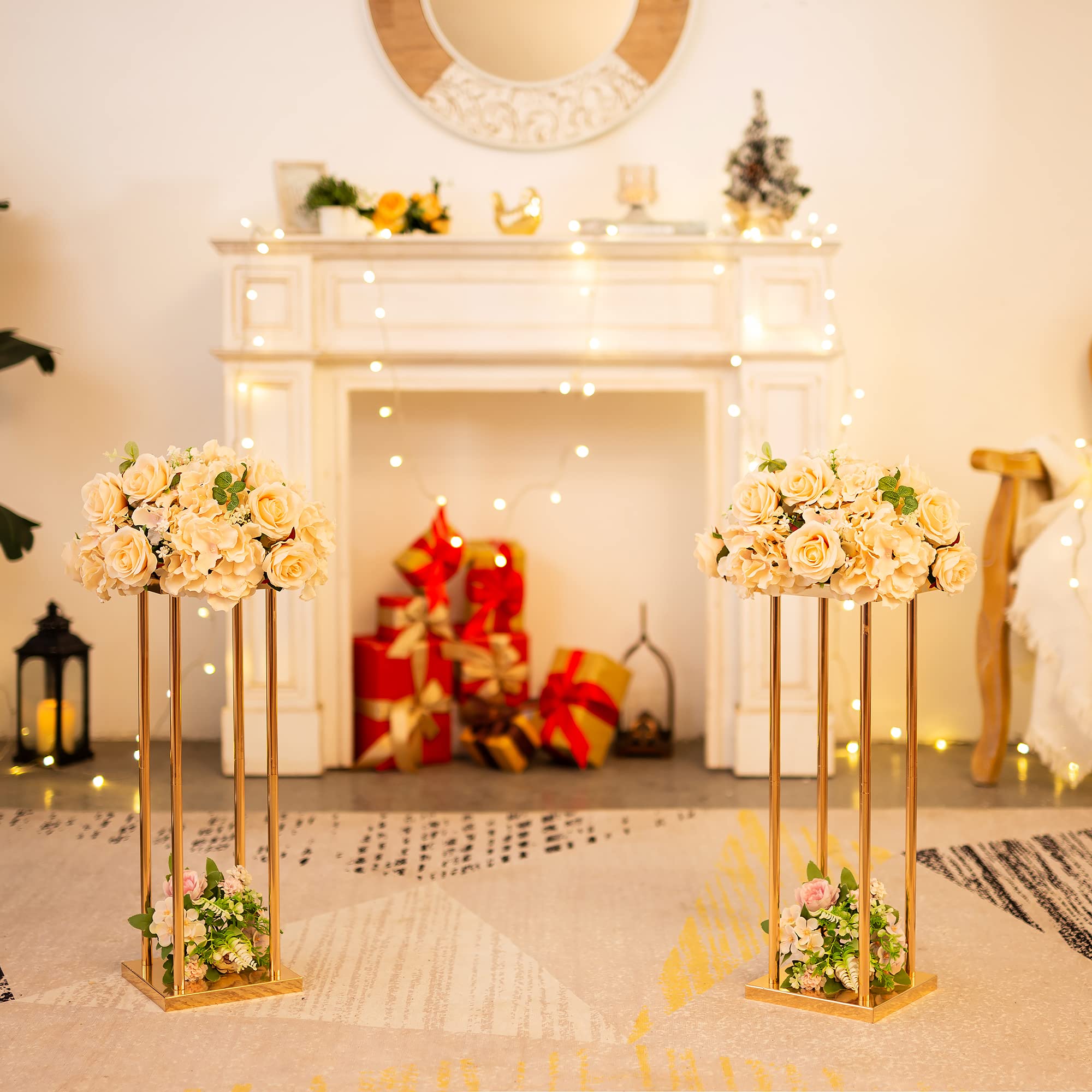 Ourwarm Métal Or Fer Cadre Grande Fleur Stands Rectangle Décorations De Table Ce