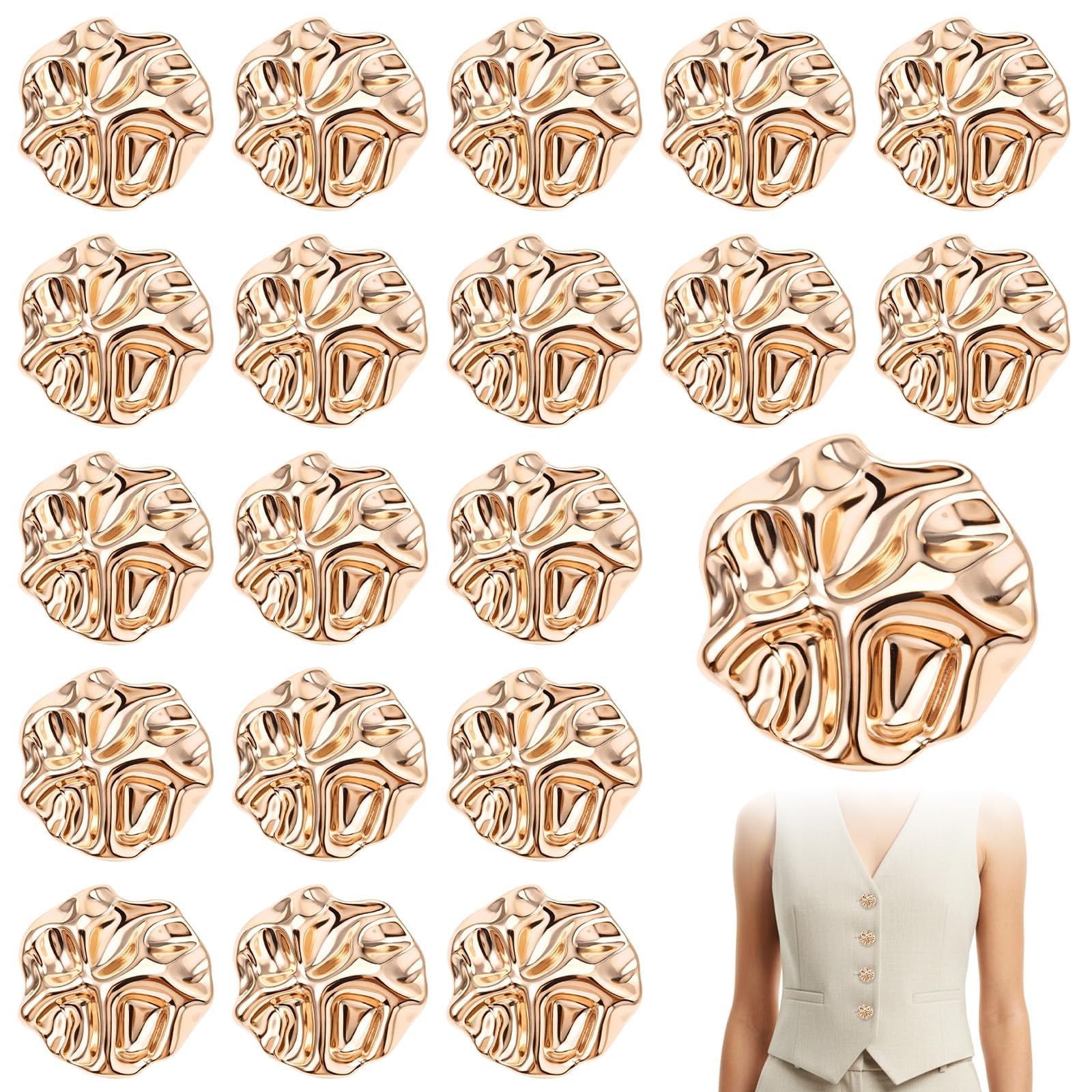 20 PCS Gold Buttons for Blazer Irregular Shape Metal Buttons Vintage Brass Shank Button Zinc Alloy Sewing Button for Suit Coat Shirt Jackets Craft 0.91in-picture-27