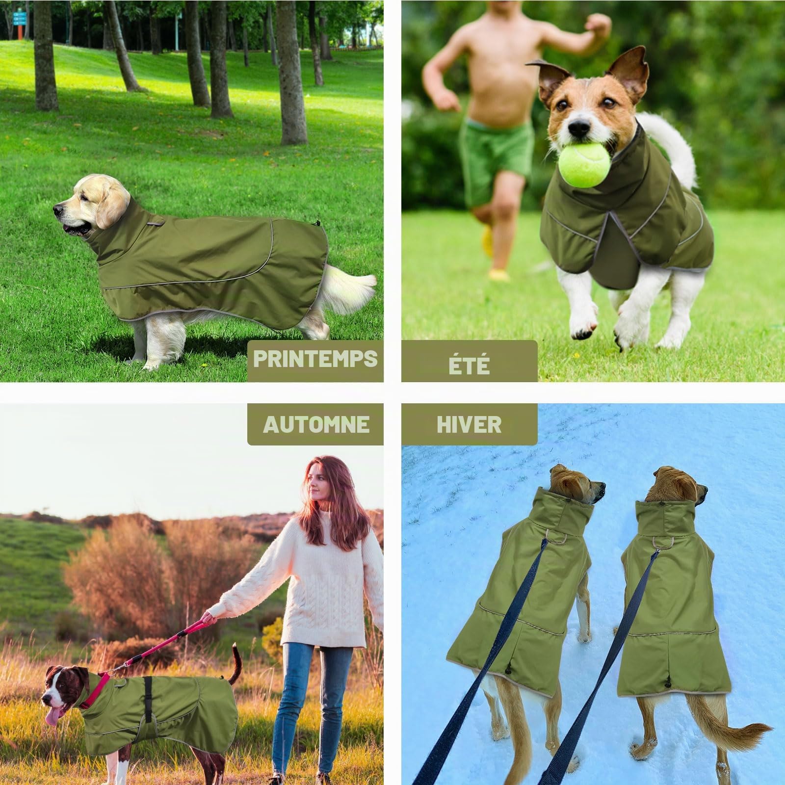 Imperméable Manteau Chien Hiver - Manteau Réfléchissante Ajustable pour Chien - Protection Confortable pour Activités Extérieures (L)