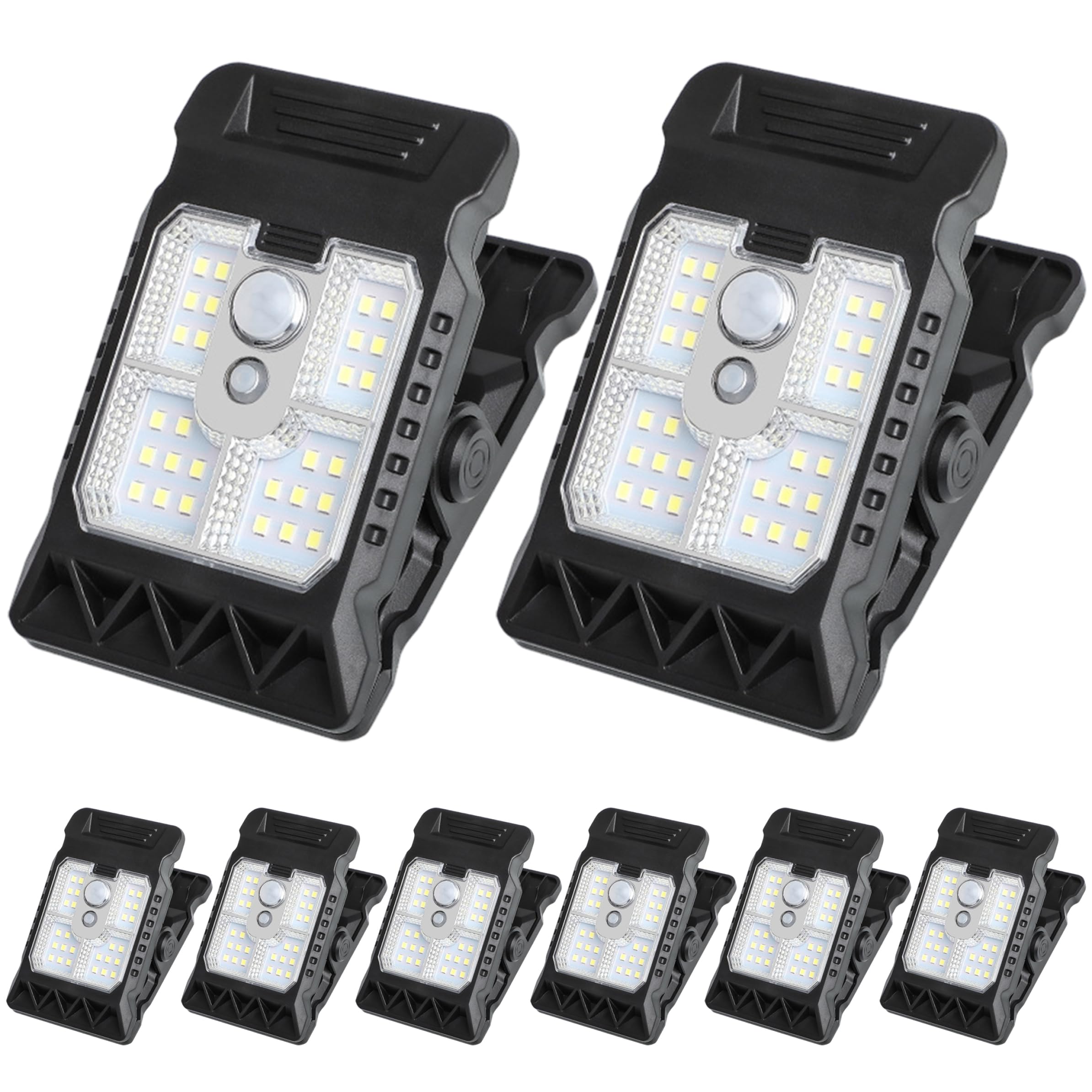 Gemuseeee Black 8Pcs Usb Charging & Solar Clip Light With Motion Sensor Waterproof Outdoor Lights For Yard Patio Garden