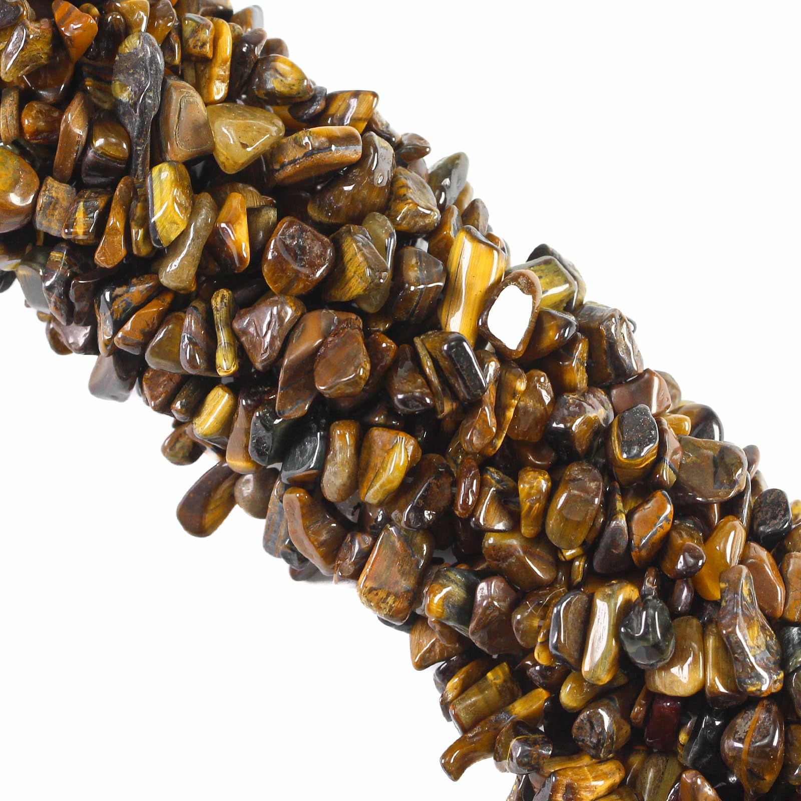 260pcs Natural Tiger Eye Crystal Beads Chips 5mm to 8mm Irregular Gemstone Beads with Holes DIY for Bracelet Necklace Earrings Jewellery Making Craft 32 inch