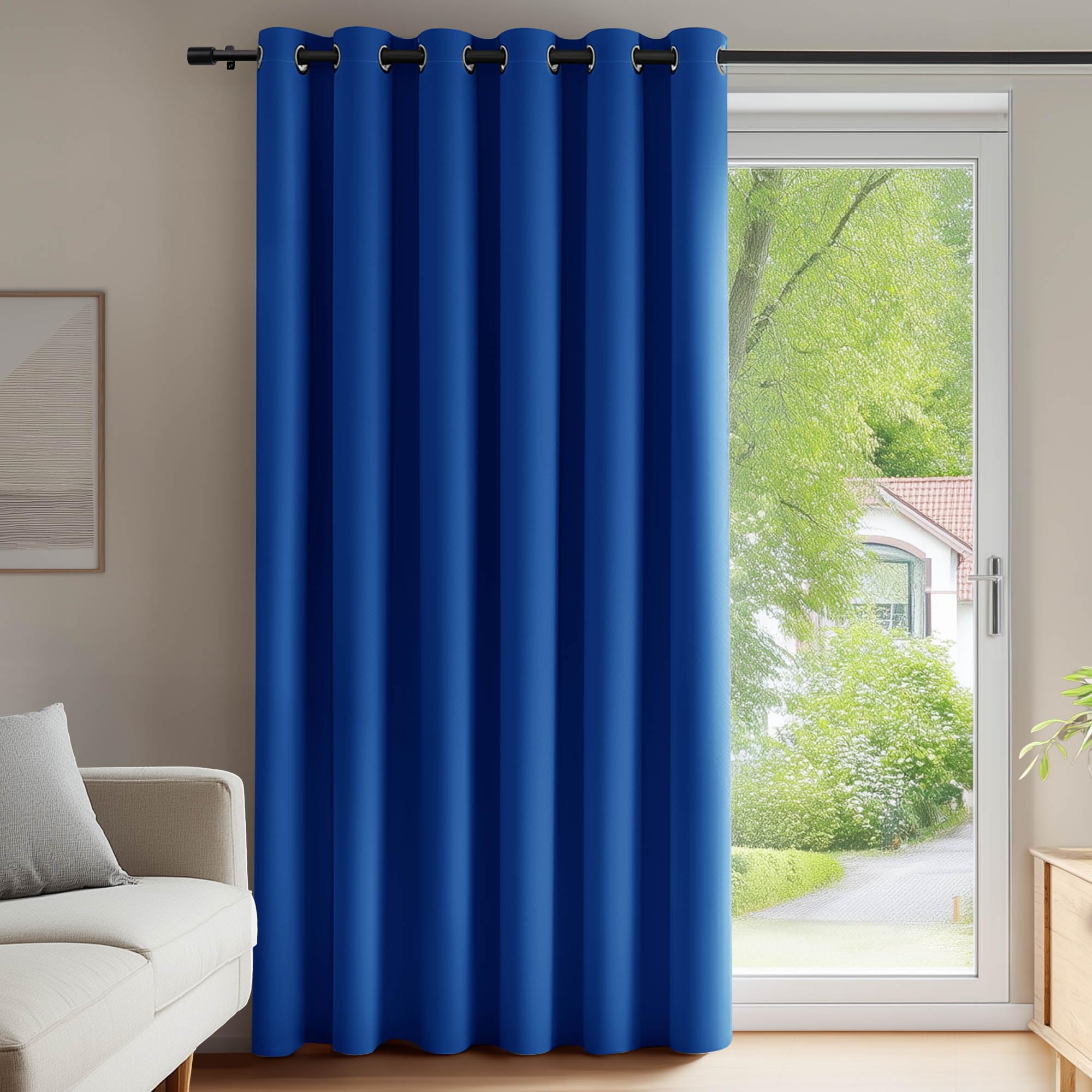 Deconovo Tenda Oscurante Termica per Camera da Letto e Soggiorno 290 CM Altezza 1 Pannello, Tende Oscuranti per Interni Tende Moderne con Anelli, 200x290 CM, Blu Elettronico